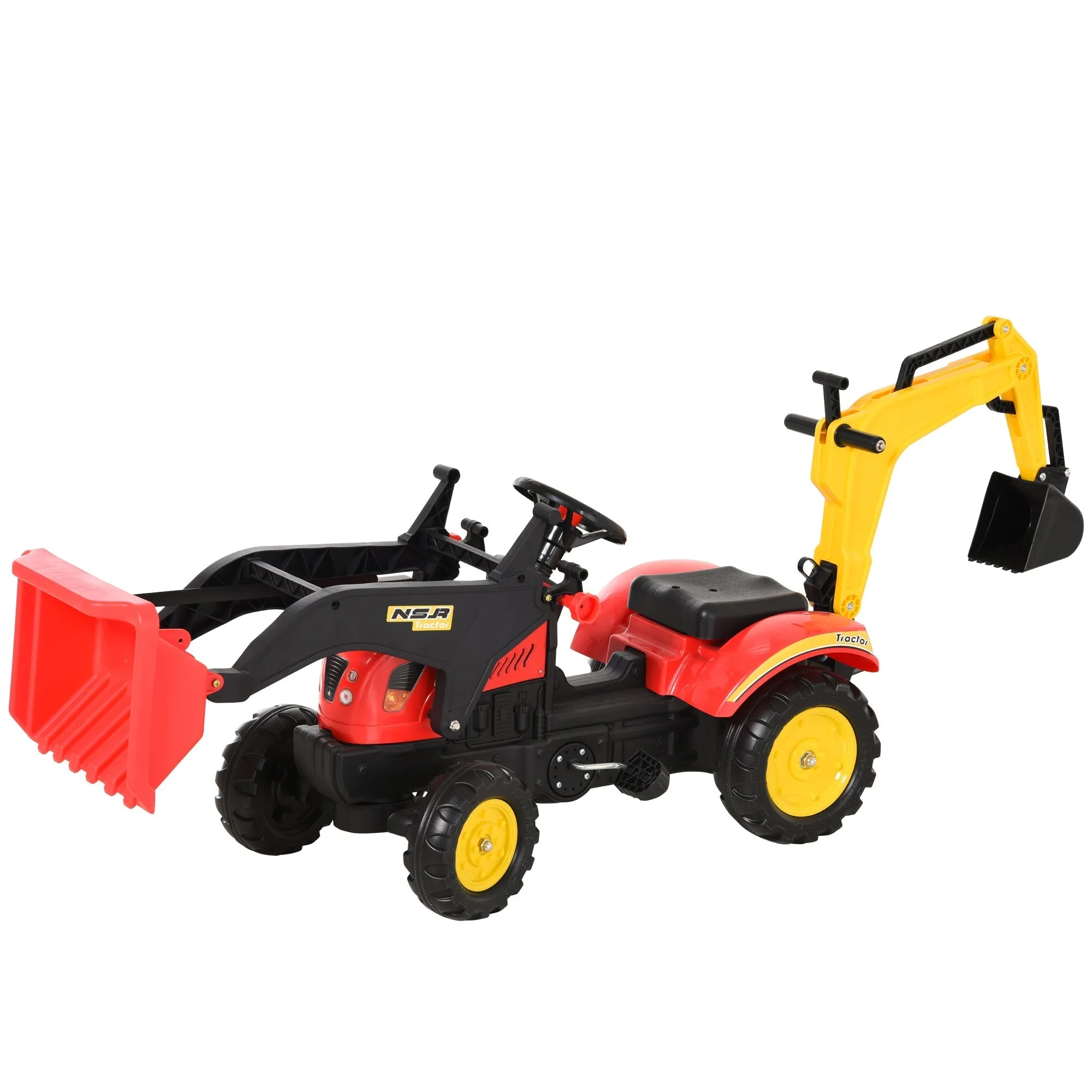 Pedal toy bulk, rideable excavator for children with blades and steering wheel, 179x42x59cm multicolor