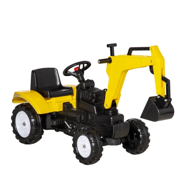 Pedal Toy Bulldozer for Children 3-6 Years with 6 Wheels, in Steel and Plastic, 107x42x71 cm, Yellow