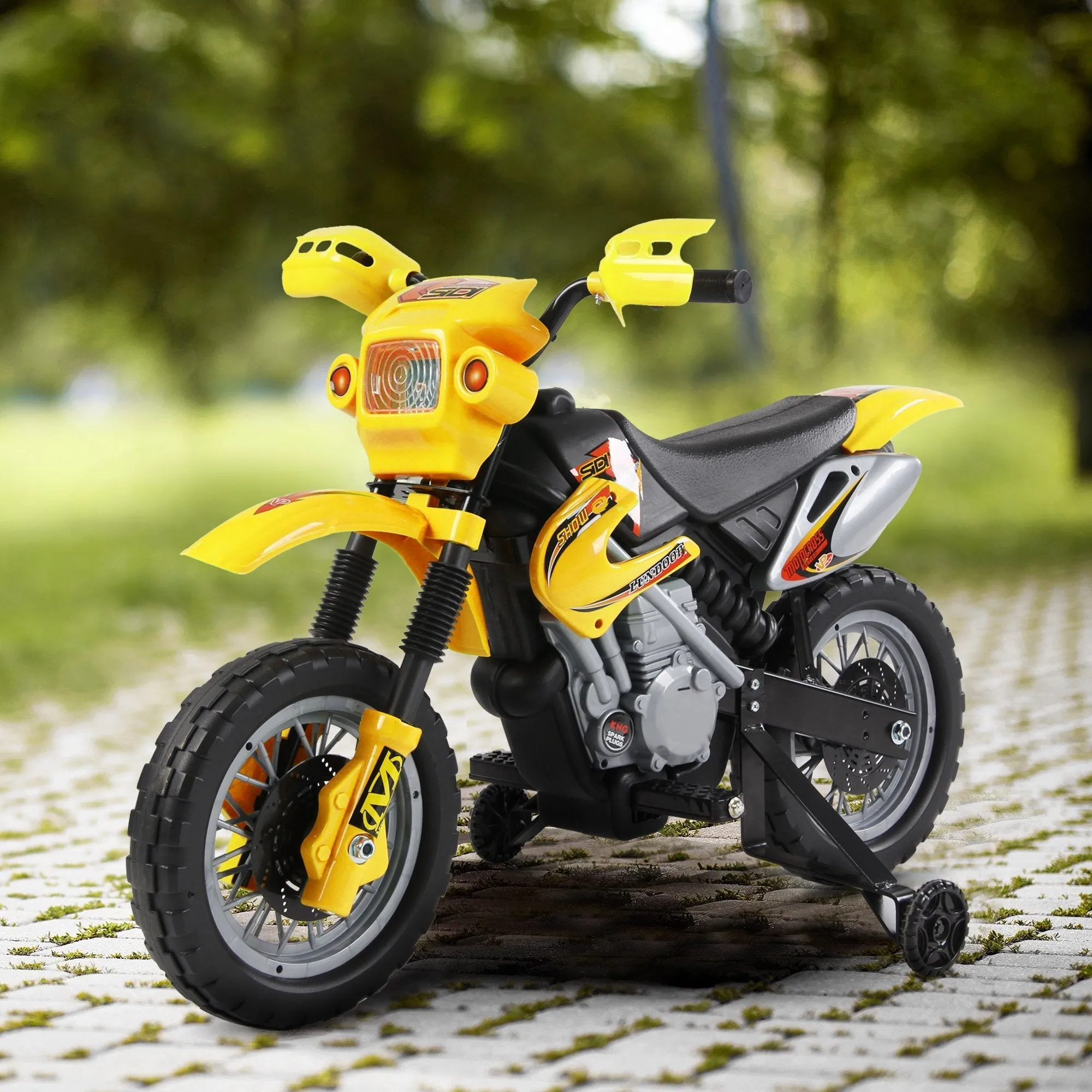 Moto Electric Cross with yellow wheel for children 3 years and more, 6v speed 6v 2.5km/h battery, 102 x 53 x 66cm - Image 2