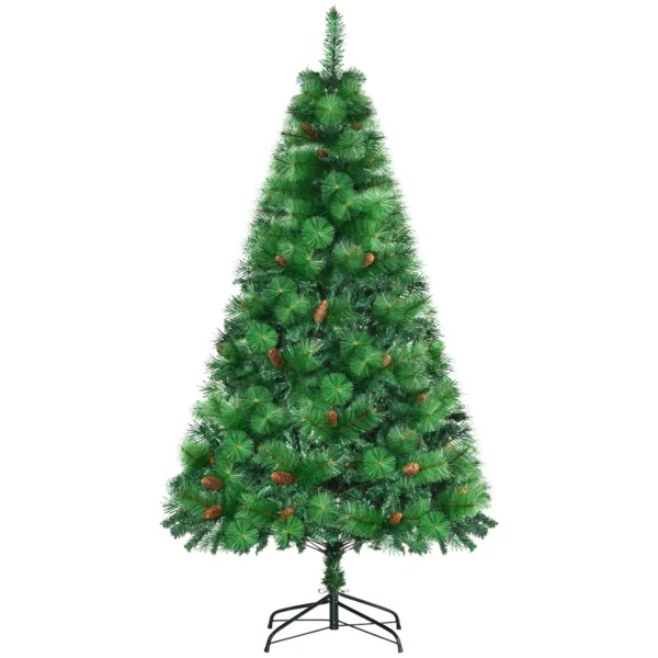 Fireproof Indoor Decorated Christmas Tree with 782 Branches and Metal Base, Φ116x180 cm, Green