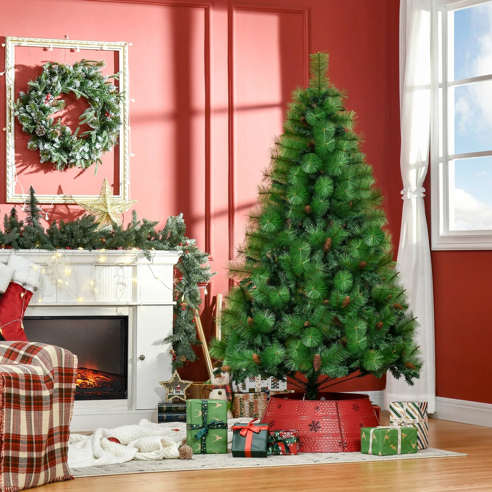 Fireproof Indoor Decorated Christmas Tree with 782 Branches and Metal Base, Φ116x180 cm, Green - Image 2