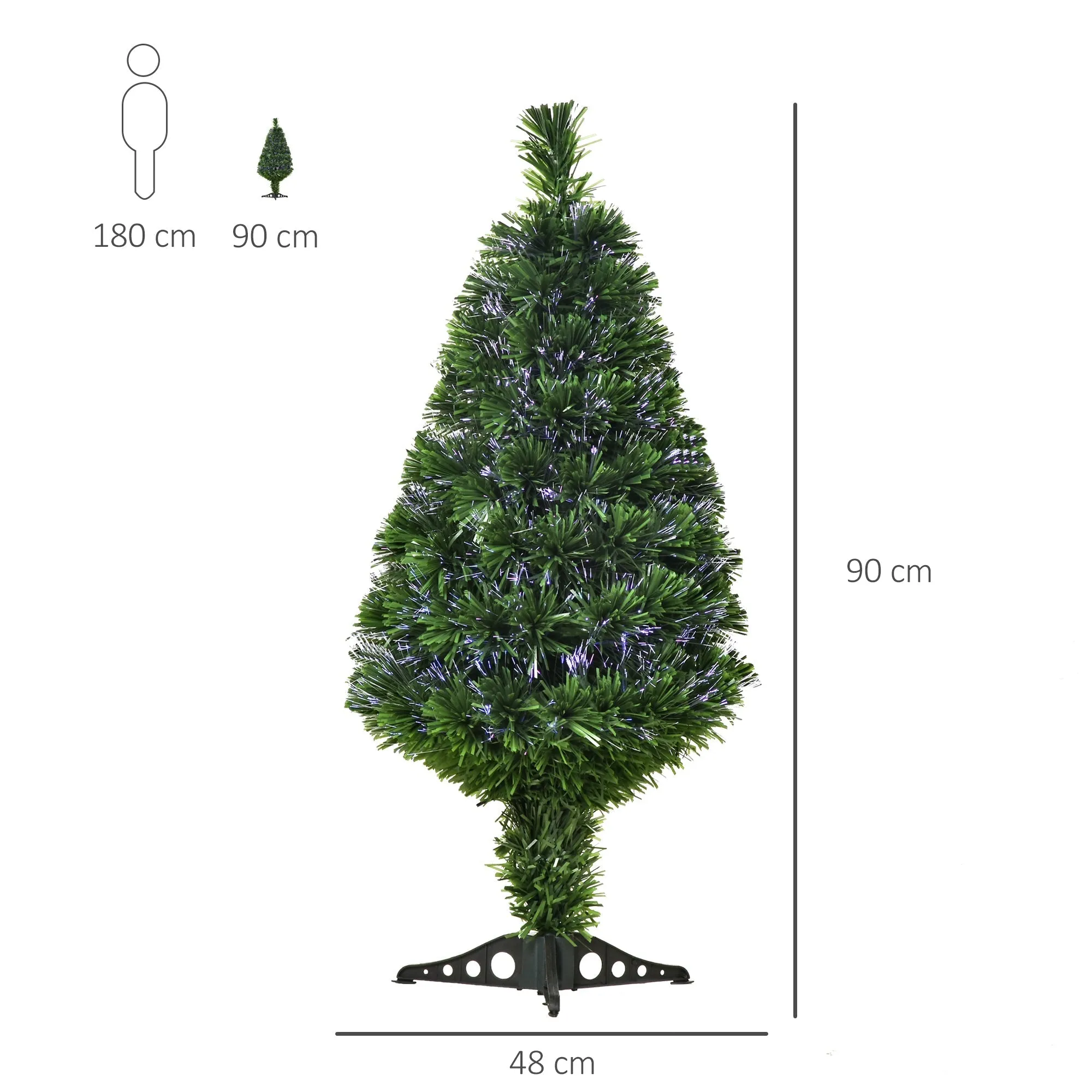 Artificial Christmas tree with 90 pvc branches and 90cm optical fiber, green - Image 3