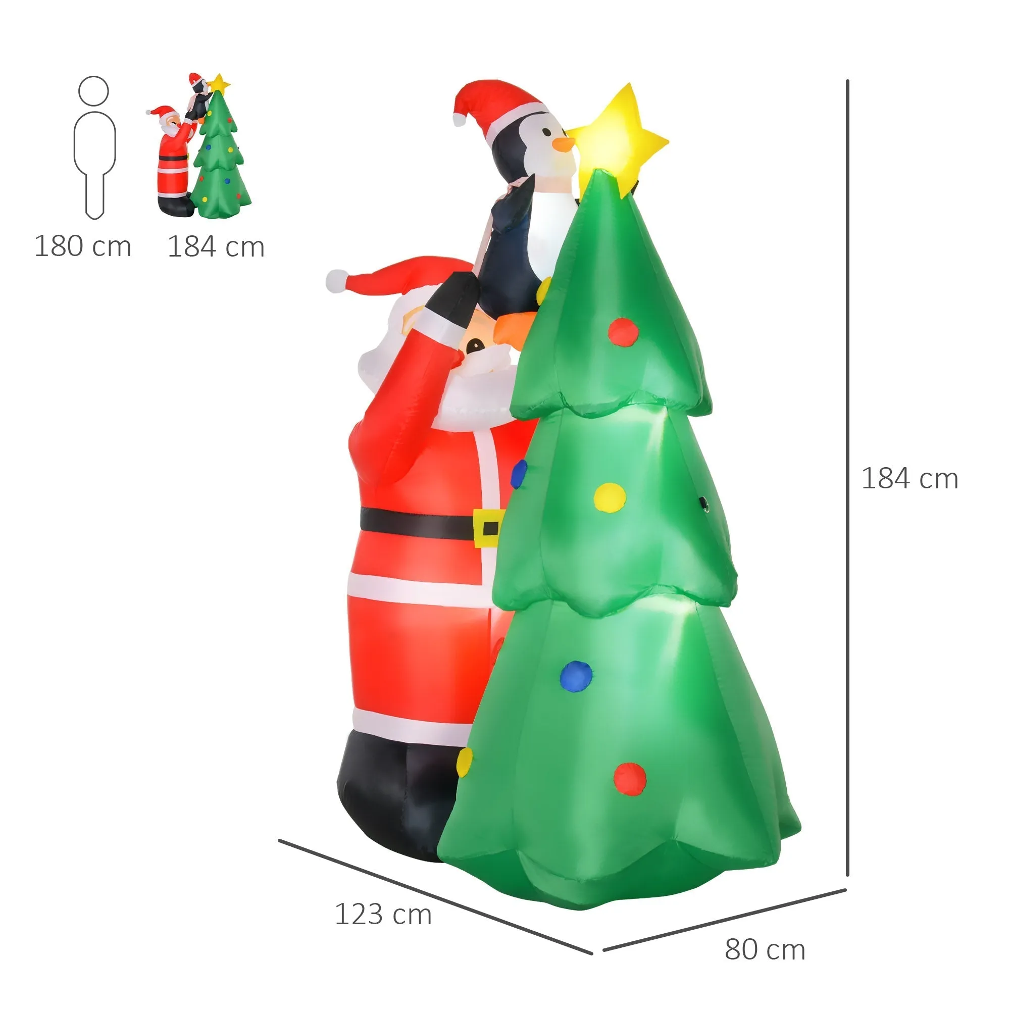 Inflatable Santa Claus with LED lights - Image 3