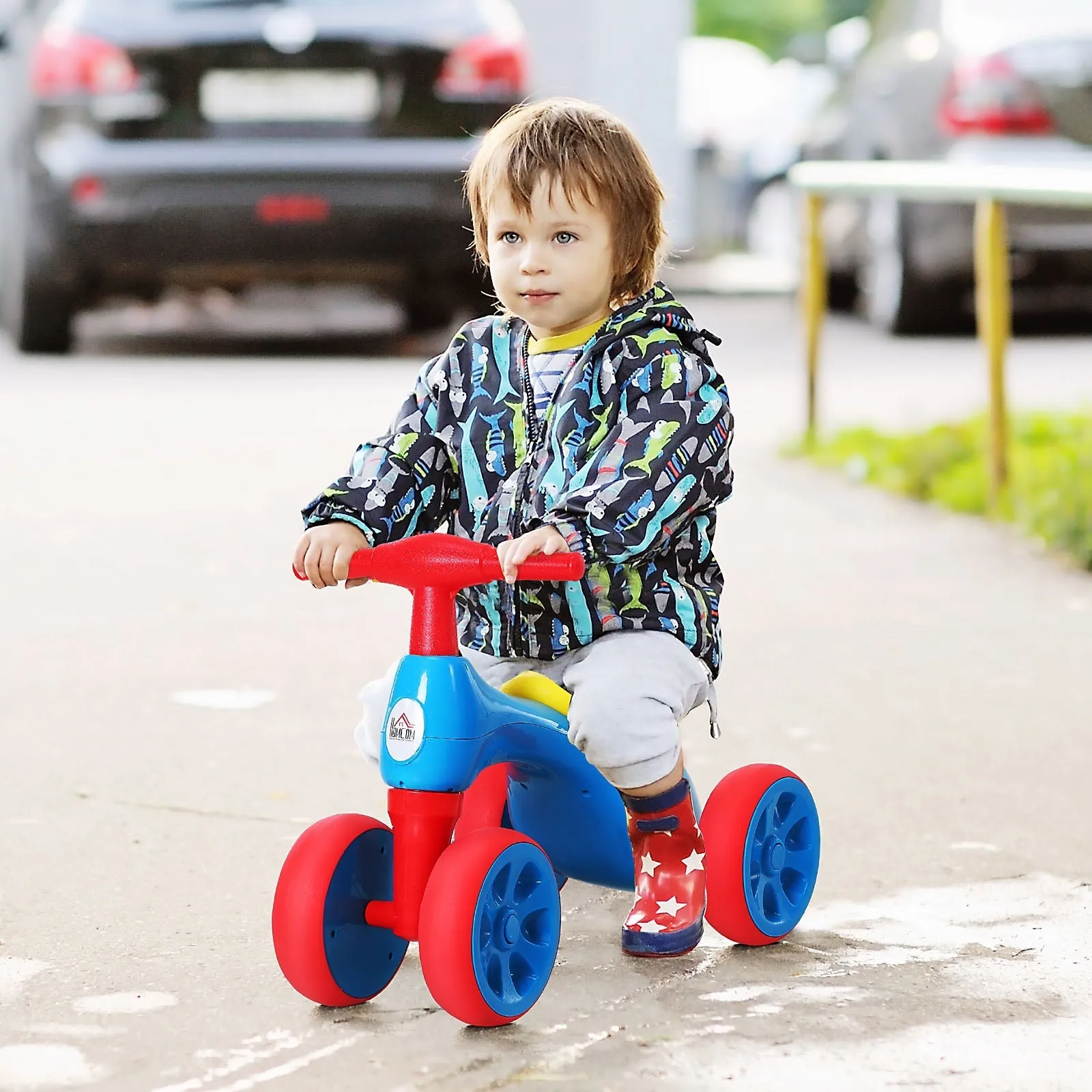 Balance Bike, 4-Wheel Balance Bike for Kids Ages 18-36 Months, Blue and Red, 57cm x 33.5cm x 42.5cm - Image 2
