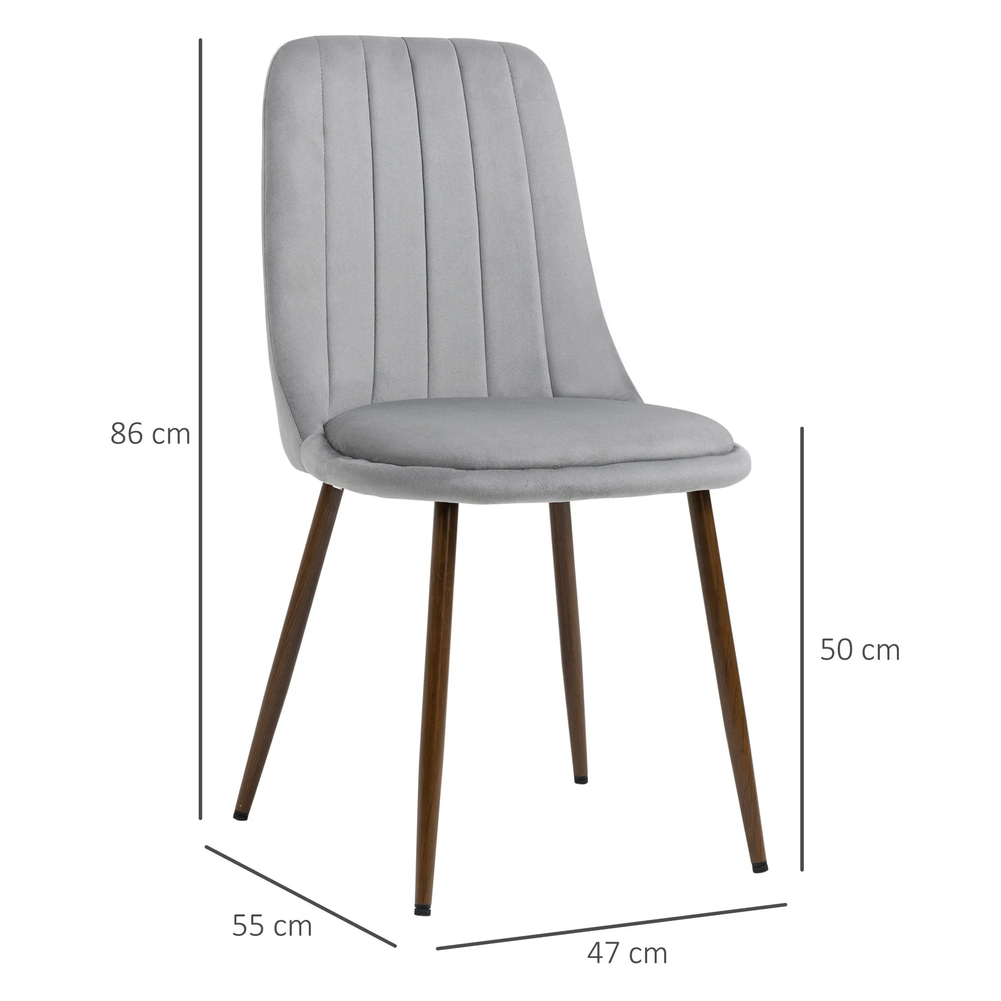 Padded Kitchen Chairs, Set of 4 in Polyester and Steel, 47x55x86 cm, Grey - Image 3