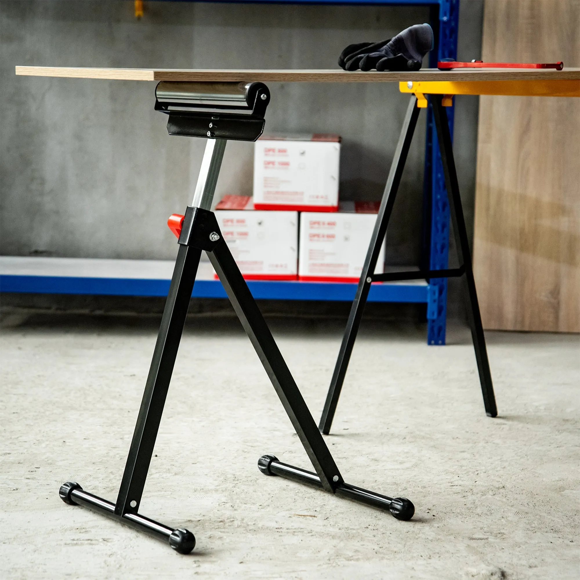 Height Adjustable Metal Roller Stand, Foldable and Space Saving Design, 44x50x68-110 cm - Image 2