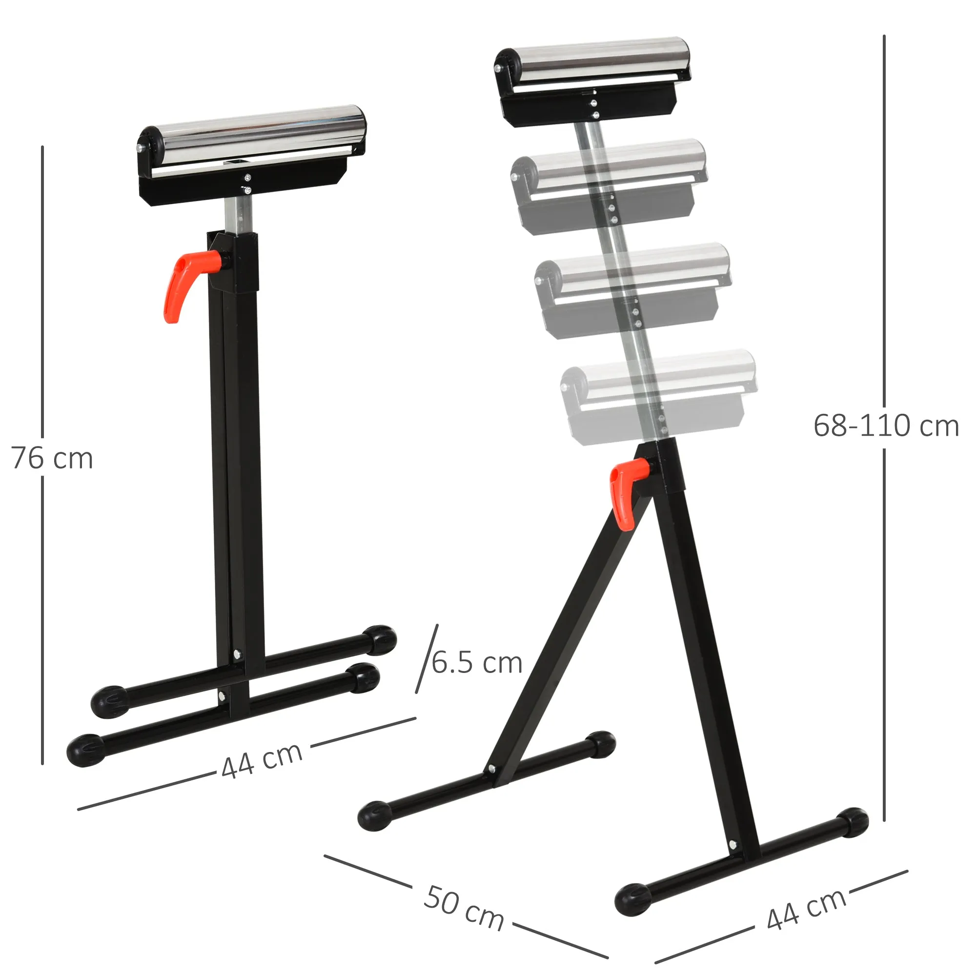 Height Adjustable Metal Roller Stand, Foldable and Space Saving Design, 44x50x68-110 cm - Image 3