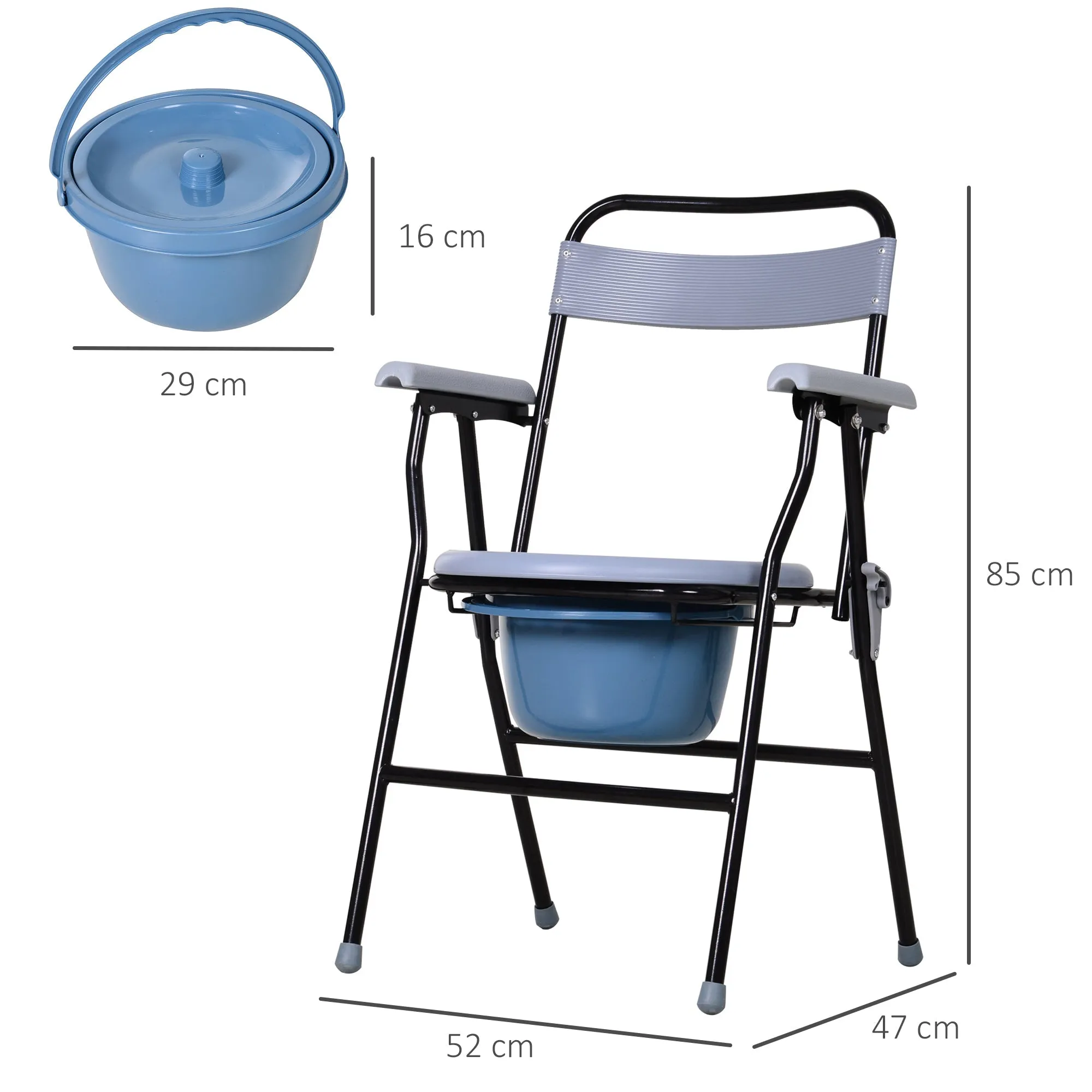 ECARE | Foldable WC chair with removable pot for the elderly and disabled in iron and plastic tubes | 52x50x75cm - Image 3