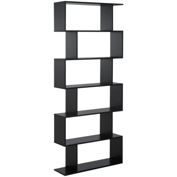 Modern Design Wooden Bookcase with 6 Shelves 80 × 23 × 192cm Black