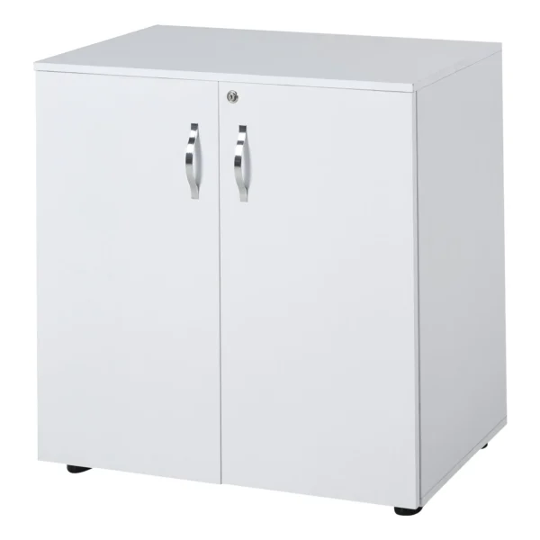 Multipurpose Lockable Office Cabinet, File Cabinet with 2 Doors and Internal Wooden Shelf, White, 80x40x80cm