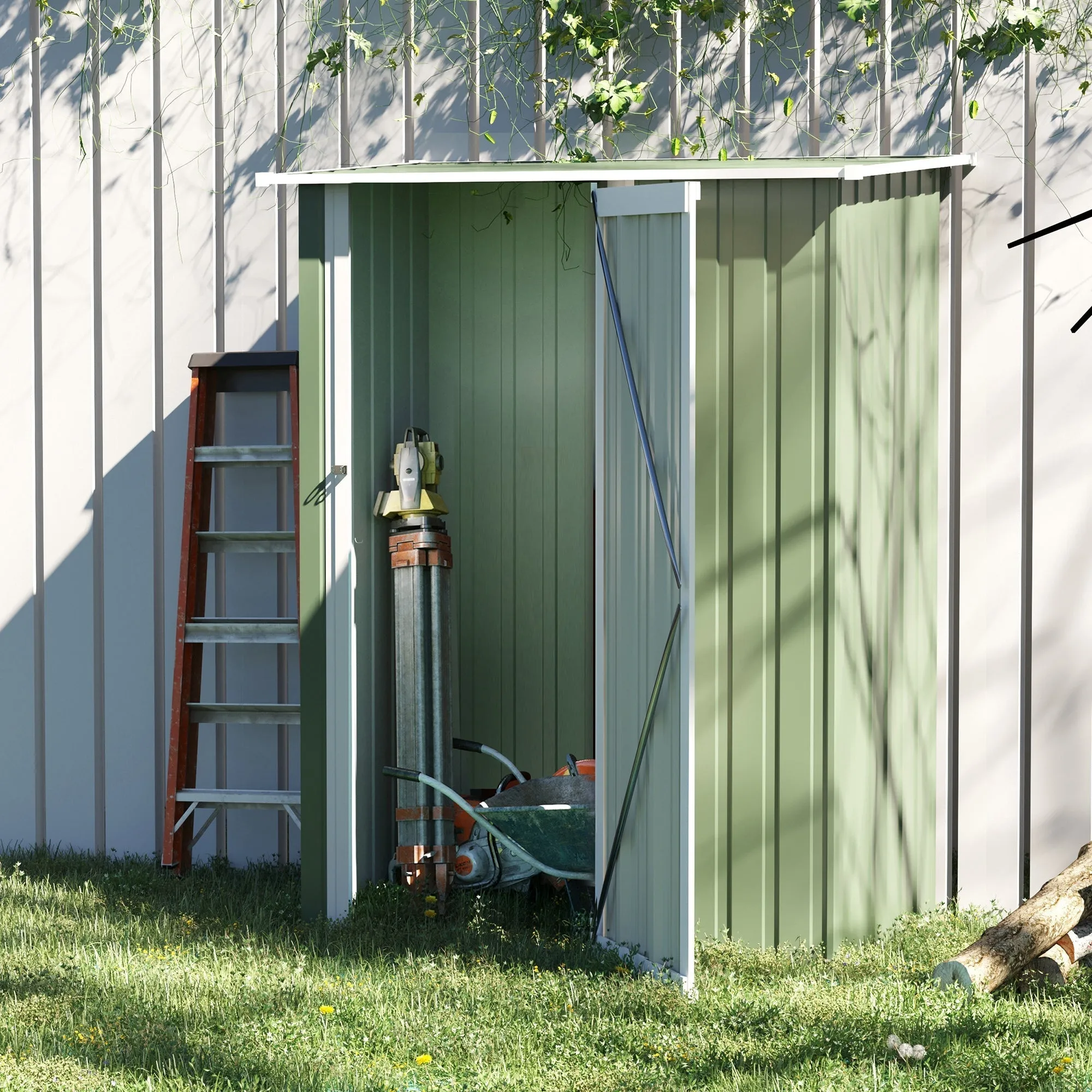 Outdoor Garden Steel Tool Shed 142x84x189cm - Image 2