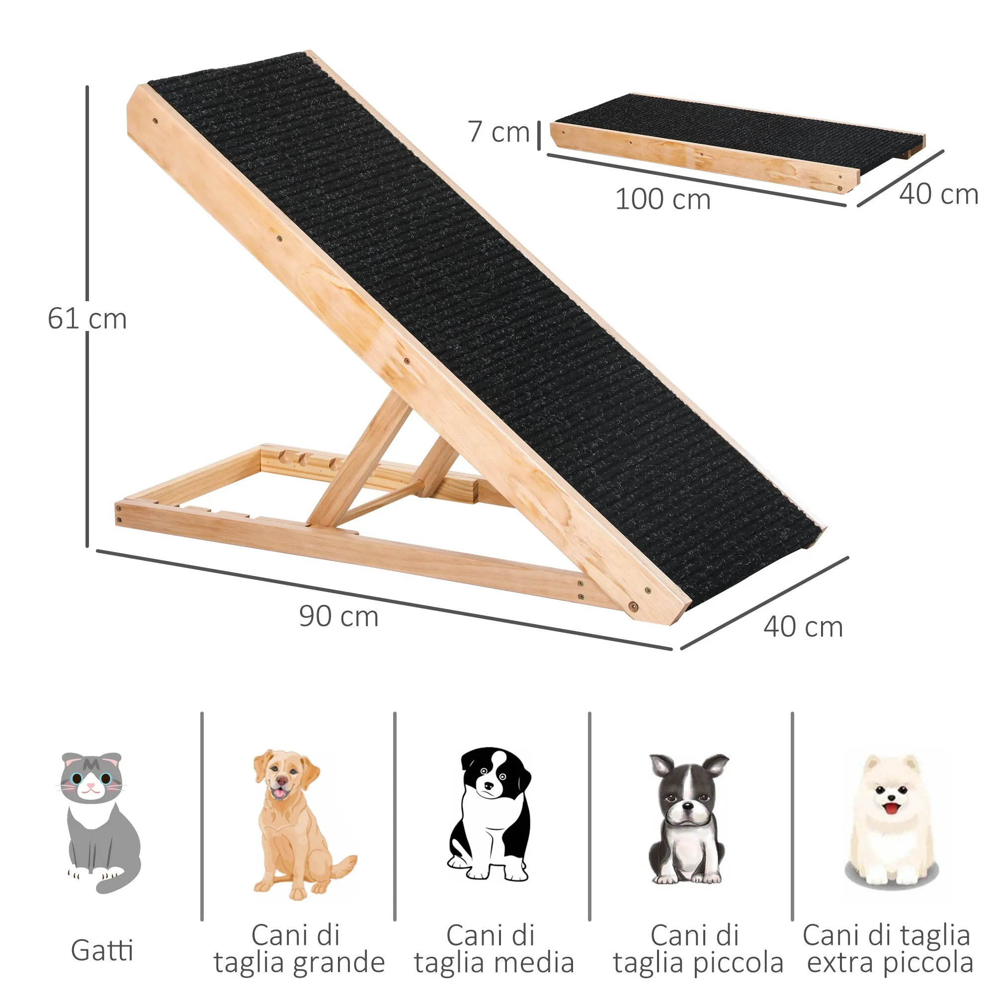 Dog Ramp, Dog Stairs, Ramp for Cats and Pets up to 75kg Foldable Non-Slip and Adjustable - Image 3