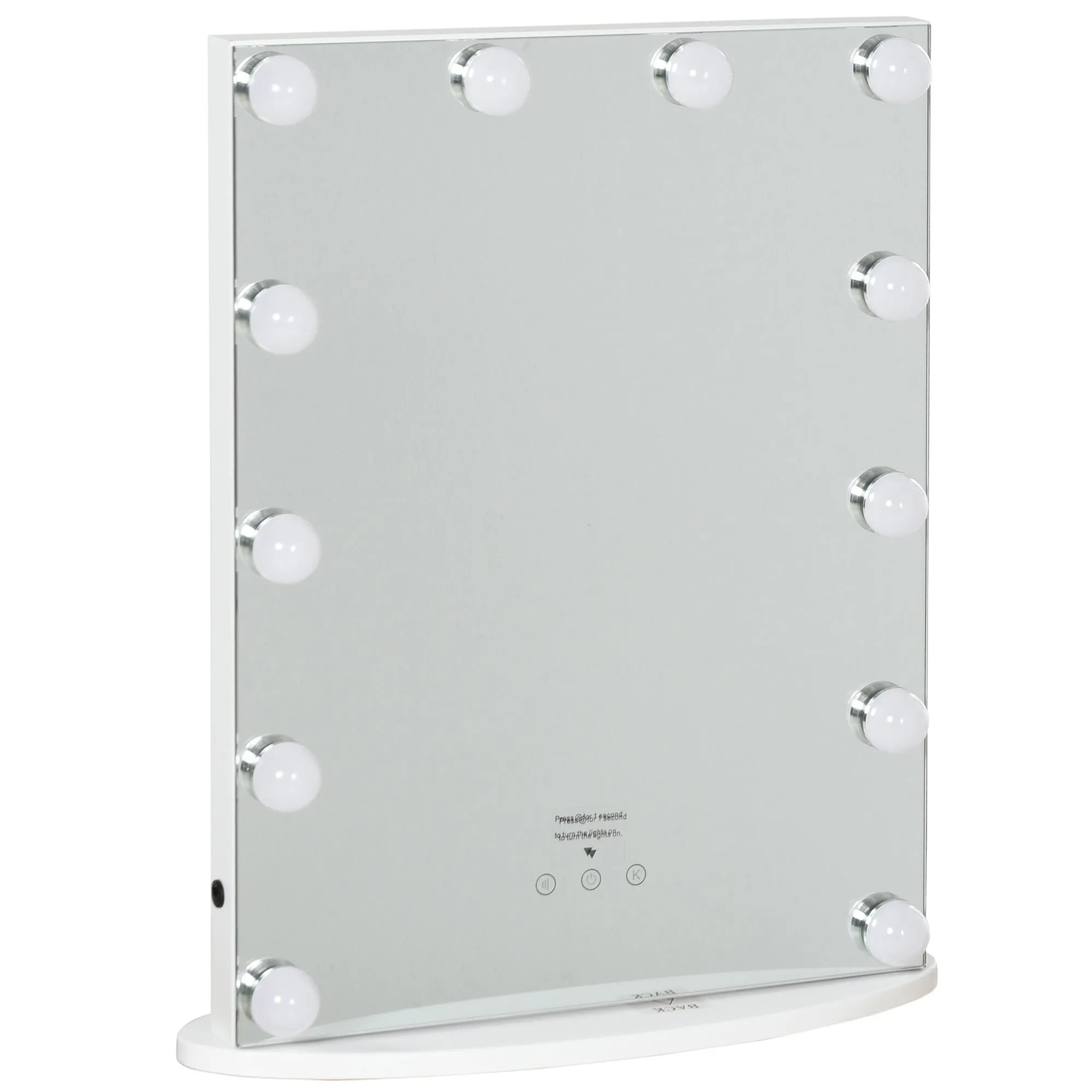 Hollywood Mirror with Lights for Makeup Dressing Table, Lighted Vanity Mirror with 12 Dimmable LED Bulbs and USB Plug in Power Supply, White