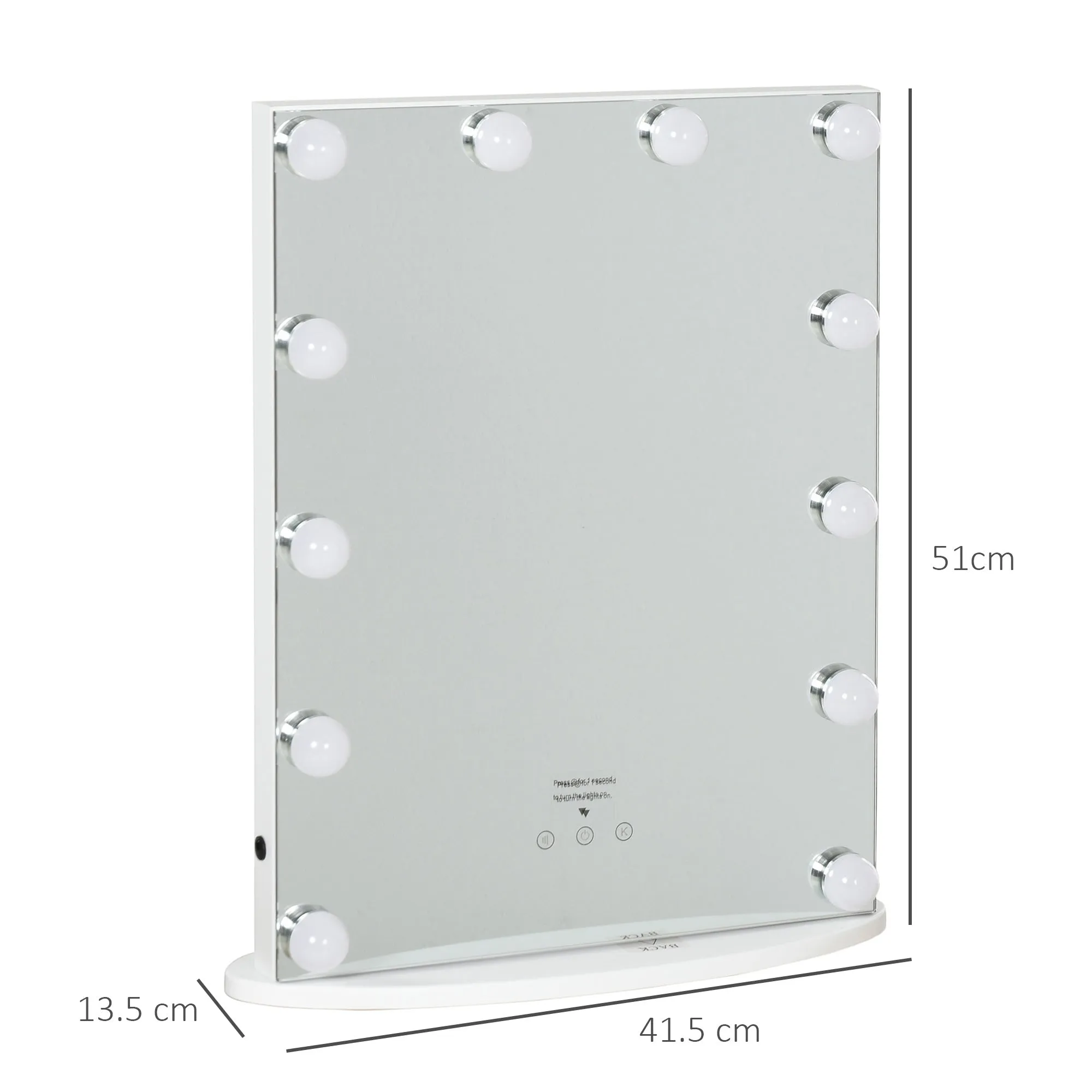 Hollywood Mirror with Lights for Makeup Dressing Table, Lighted Vanity Mirror with 12 Dimmable LED Bulbs and USB Plug in Power Supply, White - Image 3