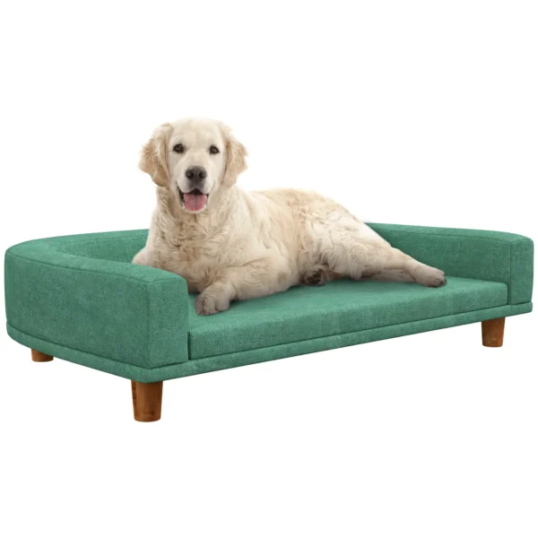 Large Dog Sofa with Raised Legs and Removable Cushion, 98x67x25 cm, Light Green