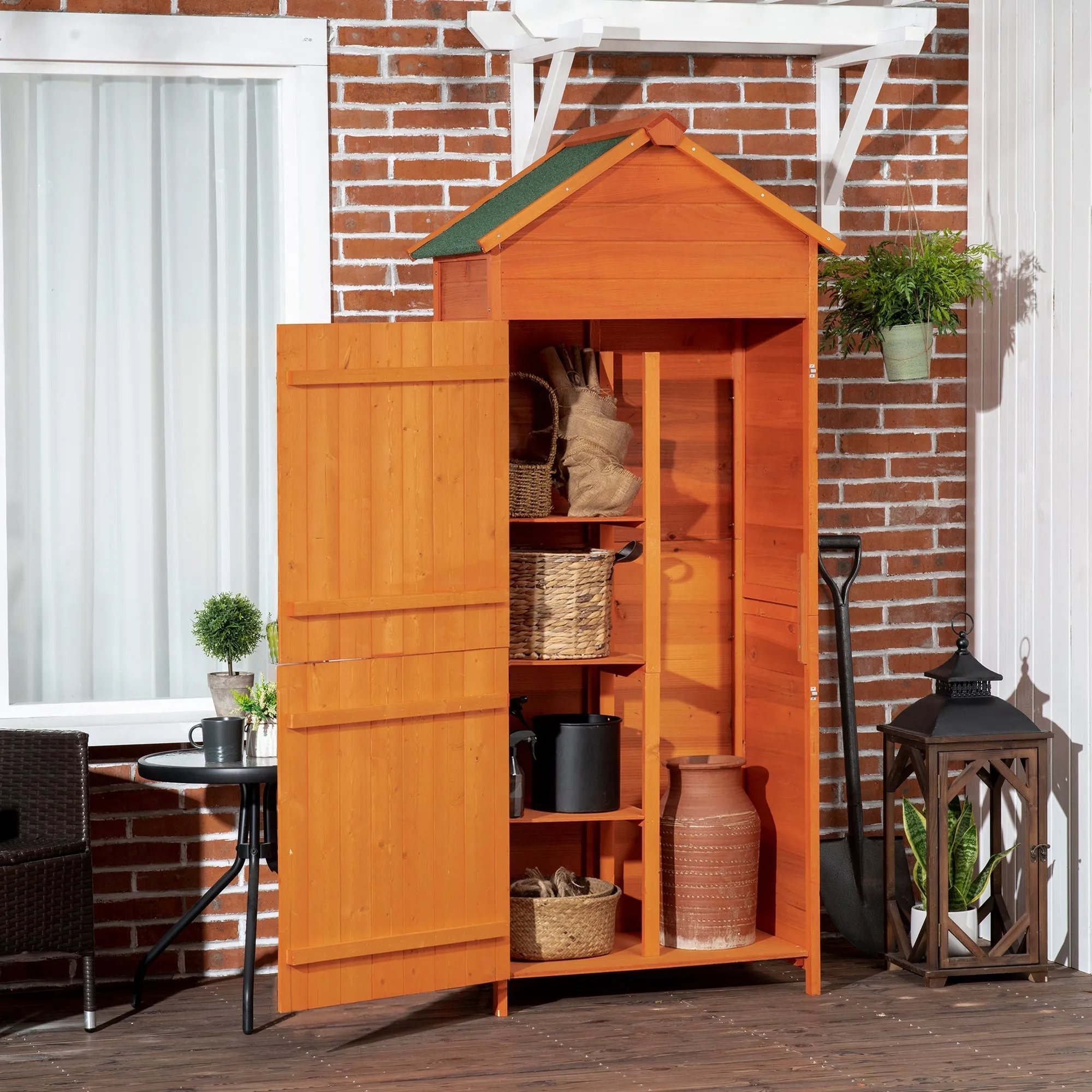 Wooden Garden Shed with 2 Doors and 3 Shelves, 84x52x188cm - Image 2