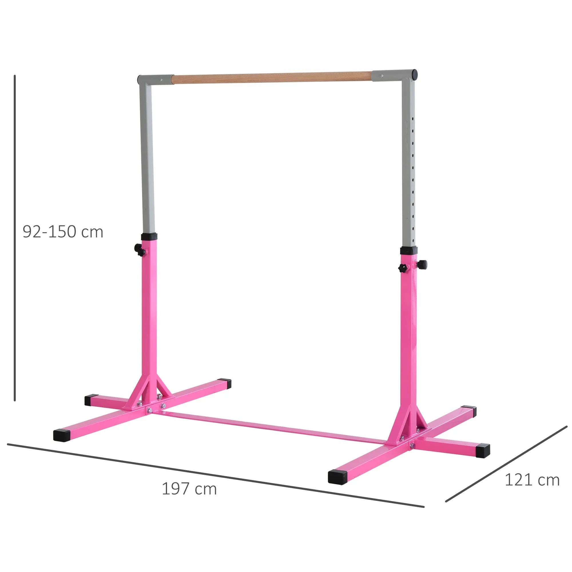 Height Adjustable Gymnastics Barre (92-150cm) for Children Max. 75kg, Pink - Image 3
