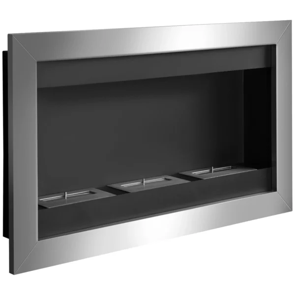 Bioethanol Fireplace Wall Mounted Design Bio Fireplace with 3 Stainless Steel Burners 110 x 63 x 16cm