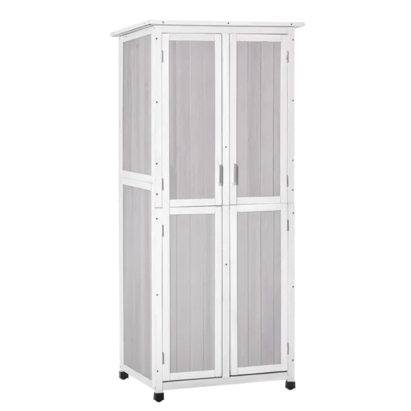 3-Tier Fir Wood Tool Shed with Bitumen Roof, 77x58x175 cm, Grey