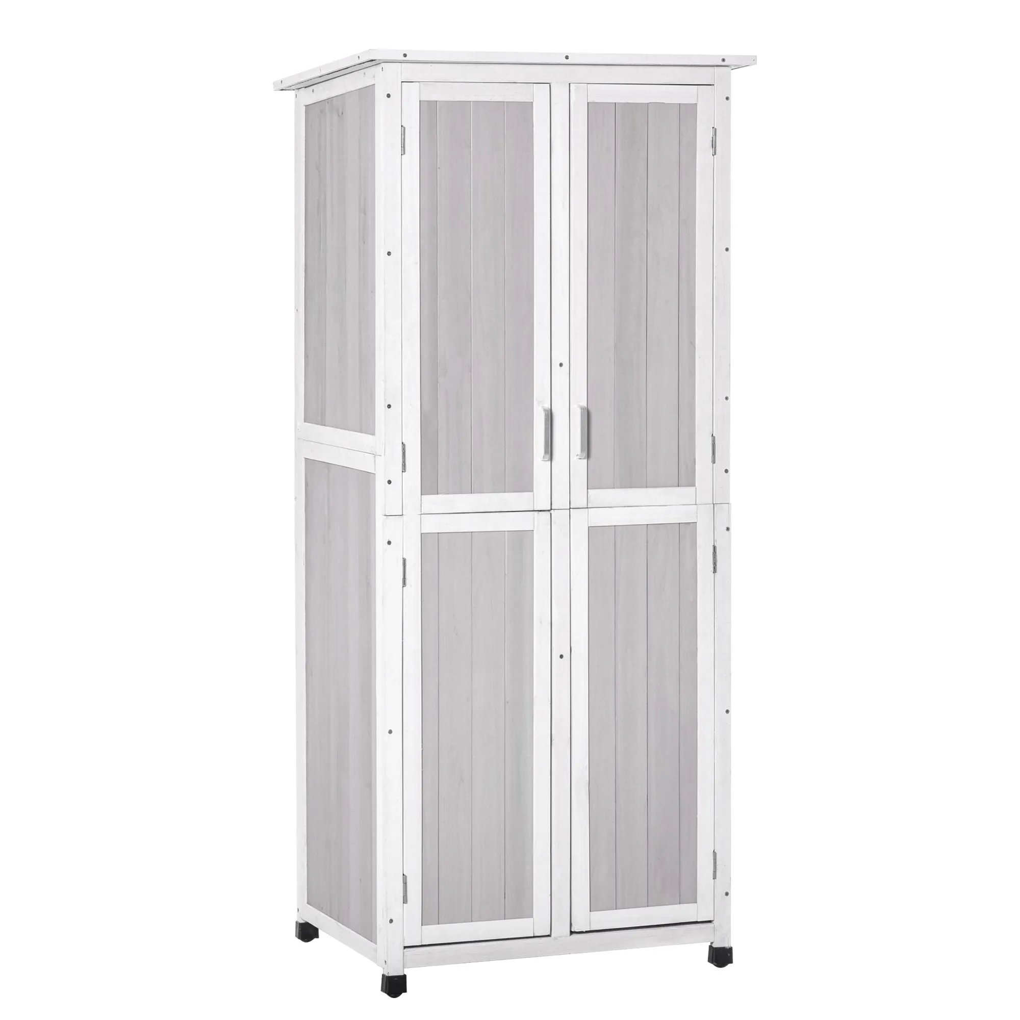 3-Tier Fir Wood Tool Shed with Bitumen Roof, 77x58x175 cm, Grey