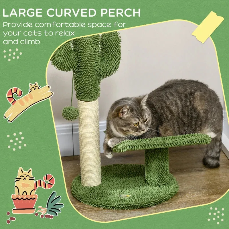 Green and white Cactus Shaped Cat Tree with playing ball | 35x31x55.5 cm - Image 3