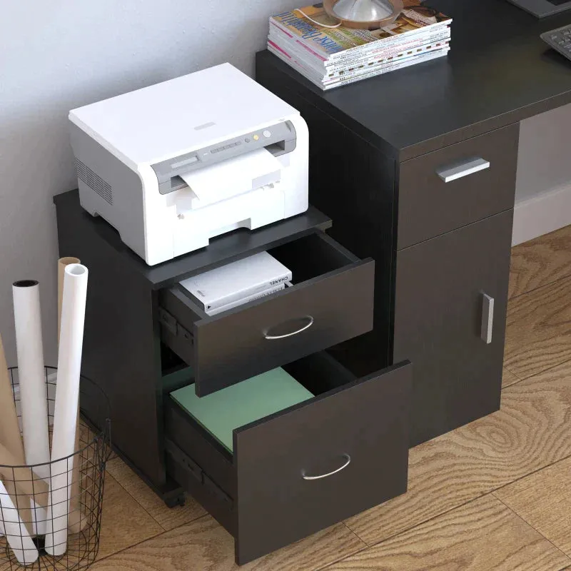Desk Cabinet with wheels | 41x39x58cm, Black - Image 2
