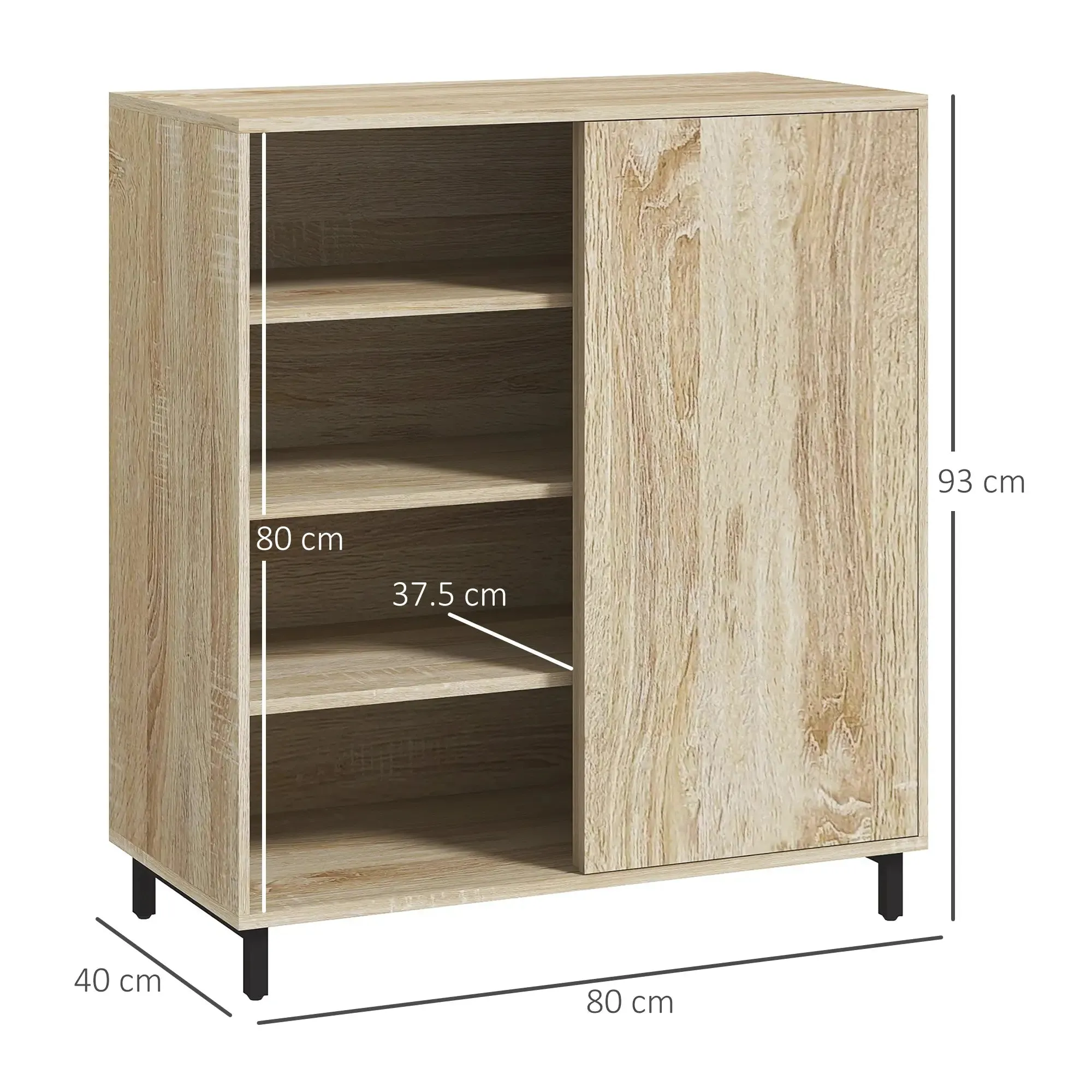 Shoe Rack in Chipboard and Steel with Adjustable Shelves, max 12 Pairs 80x40x93 cm - Image 3