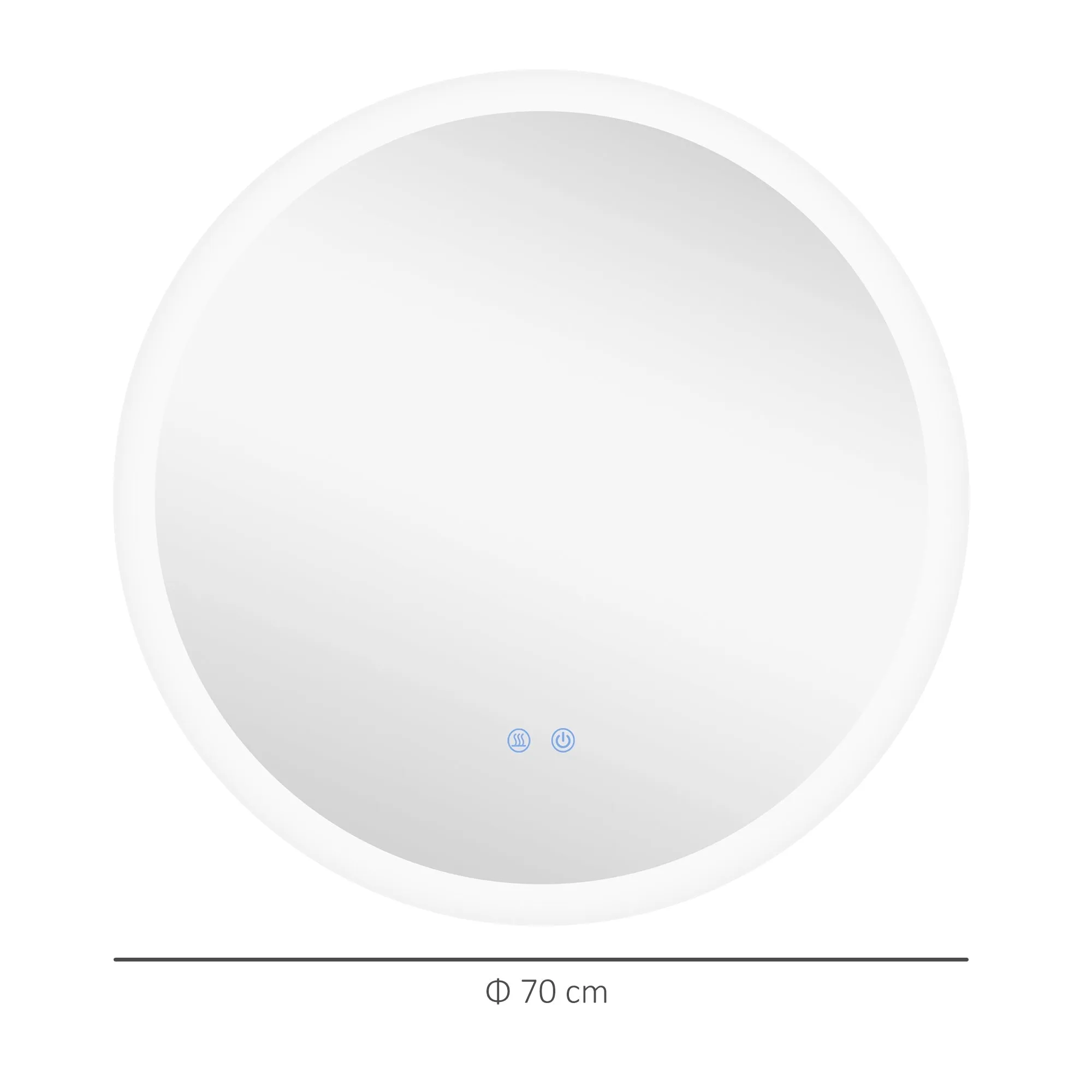 Anti-fog LED Bathroom Mirror with 3 Colors and Adjustable Brightness, in Metal and Glass, Ø70x3 cm - Image 3