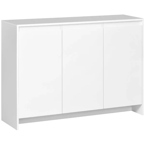 Modern Sideboard with 12 Internal Shelves in Chipboard for Kitchen, Living Room and Entrance, 120x35x85 cm, White