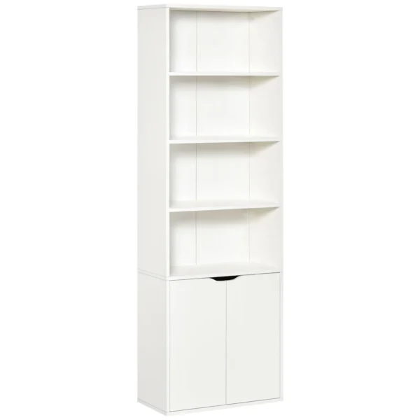Homonda Modern Library 4 shelves with 2 wooden doors, 59x29x180cm, white