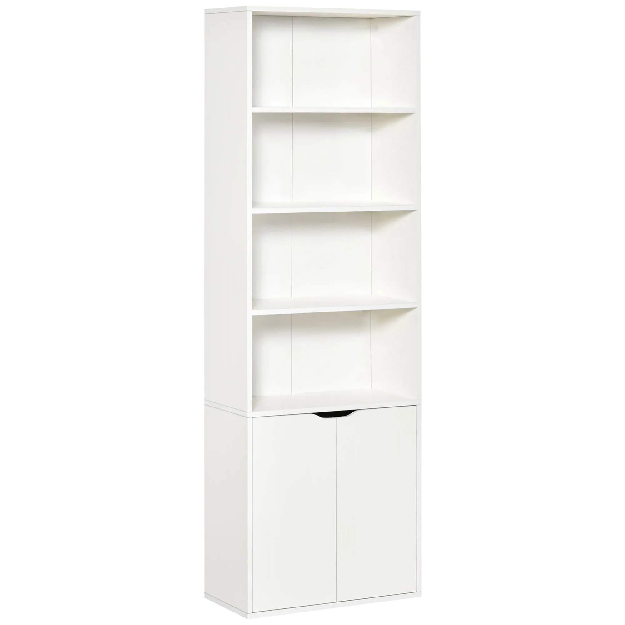 Homonda Modern Library 4 shelves with 2 wooden doors, 59x29x180cm, white