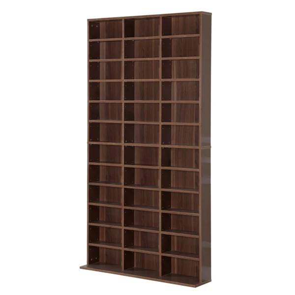 Wall Mounted CD Bookcase with 36 Adjustable Shelves, Composite Wood Bookcase, 195x102x23.5 cm, Brown