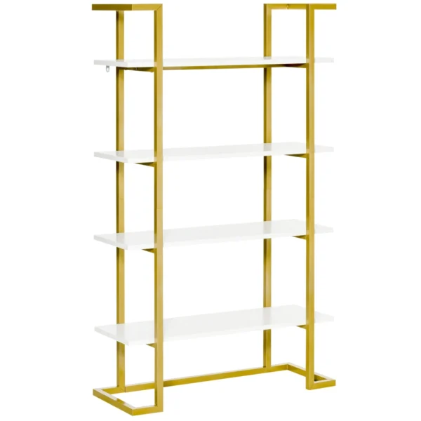 4-Tier Raised and Multipurpose Bookcase, in MDF and Steel, 92x35x152cm