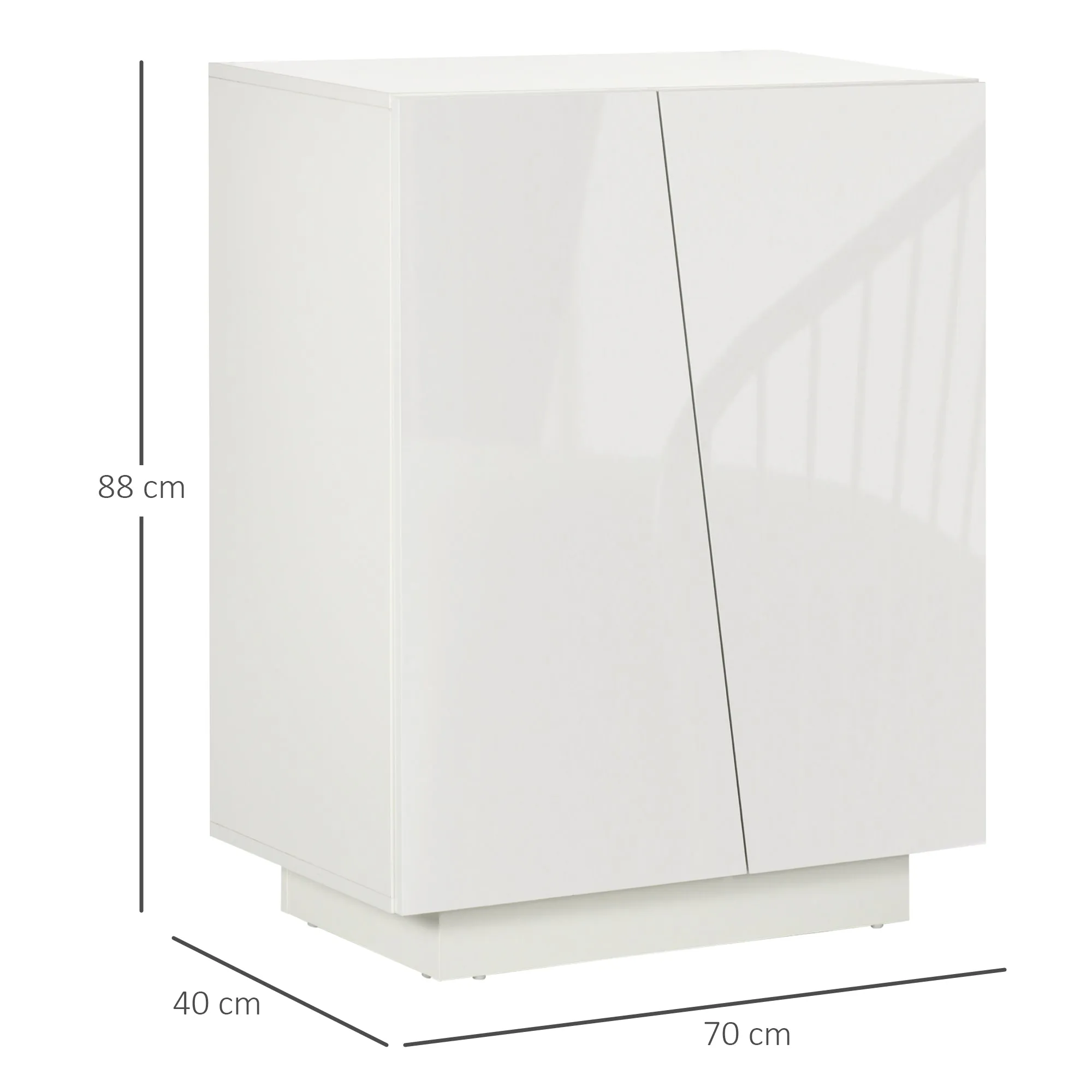 3-Tier White Chipboard Multipurpose Cabinet with 3-Tier Adjustable Shelf, 70x40x88 cm - Image 3