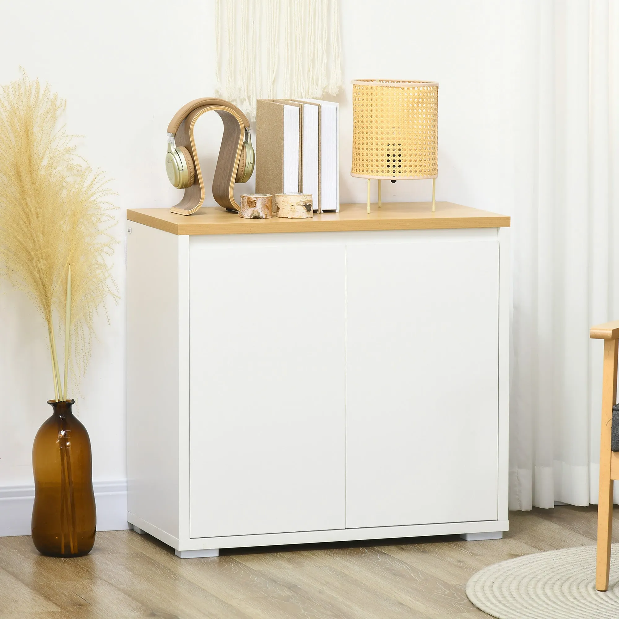 Multipurpose Cabinet with 2 Levels Cabinet and Adjustable Shelf, 80x37x75cm - Image 2