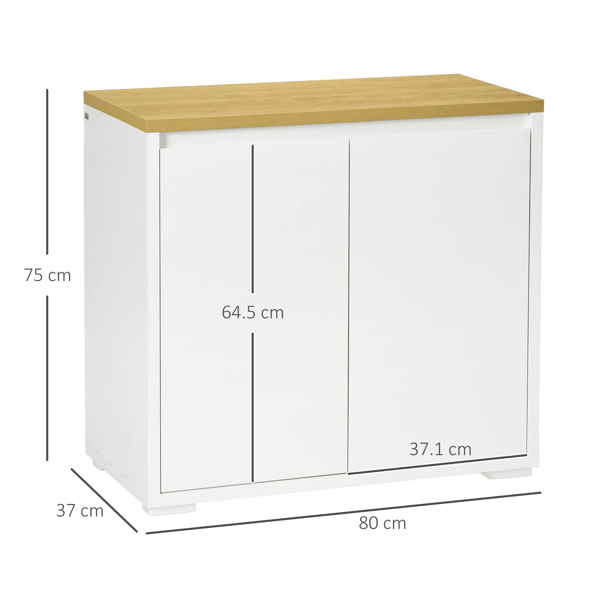 Multipurpose Cabinet with 2 Levels Cabinet and Adjustable Shelf, 80x37x75cm - Image 3