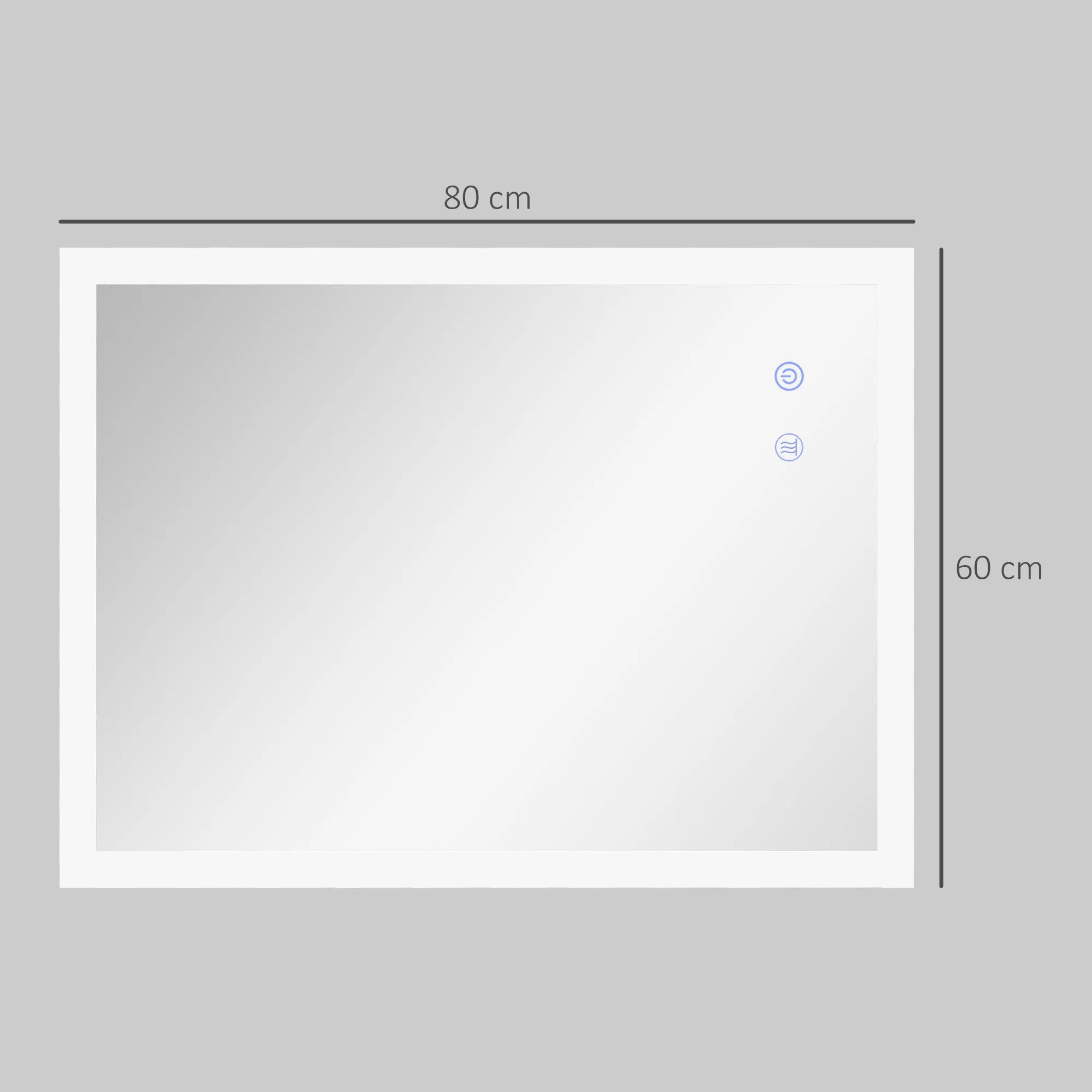 Anti-Fog LED Bathroom Mirror with 3 Colors and Adjustable Brightness, Metal and Glass, 80x60x3 cm - Image 3