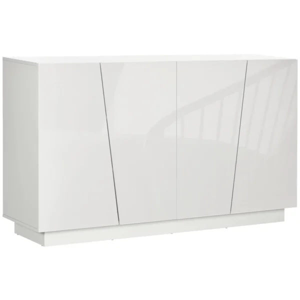 5-Tier White Chipboard Multipurpose Cabinet with 3-Tier Adjustable Shelf, 150x40x88 cm