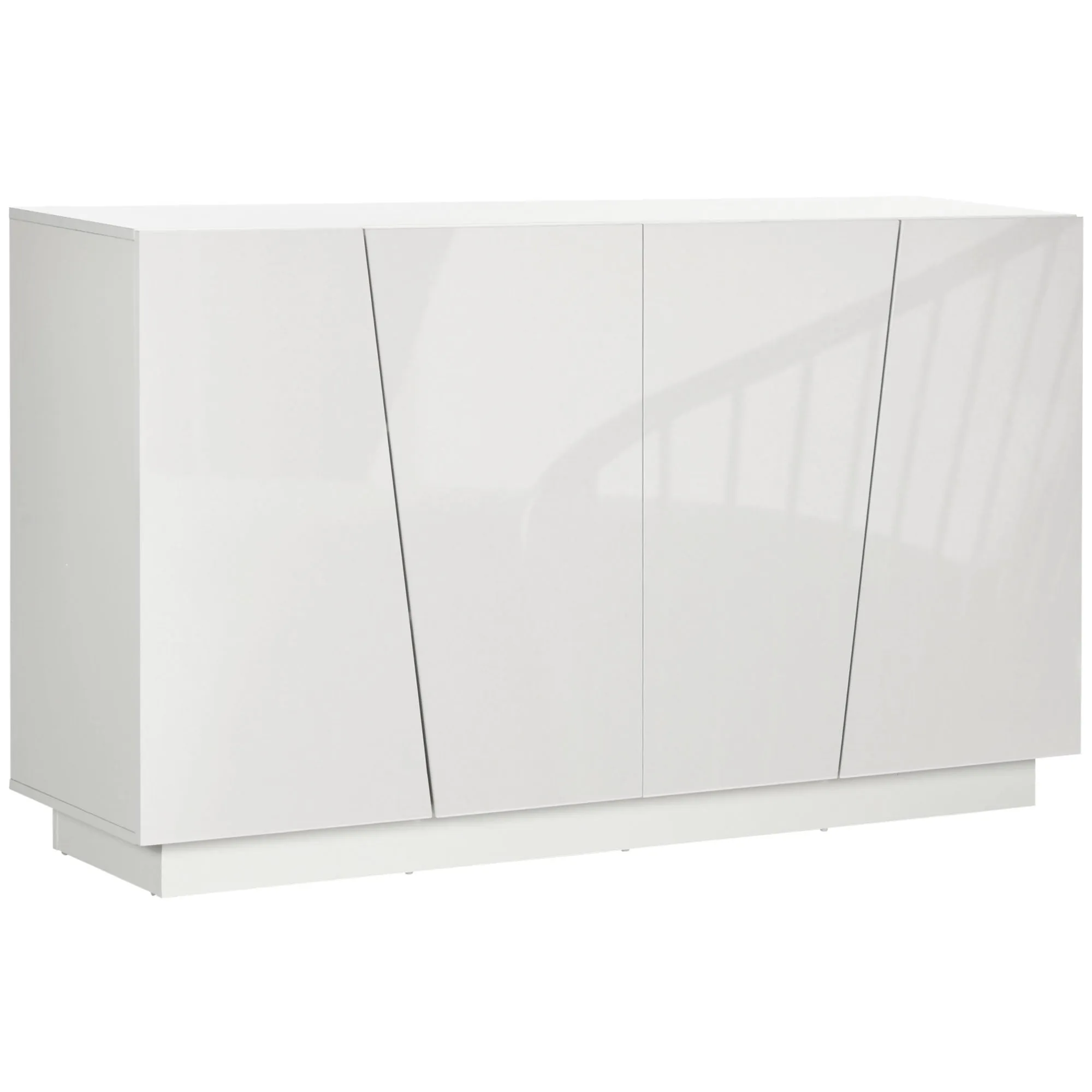 5-Tier White Chipboard Multipurpose Cabinet with 3-Tier Adjustable Shelf, 150x40x88 cm