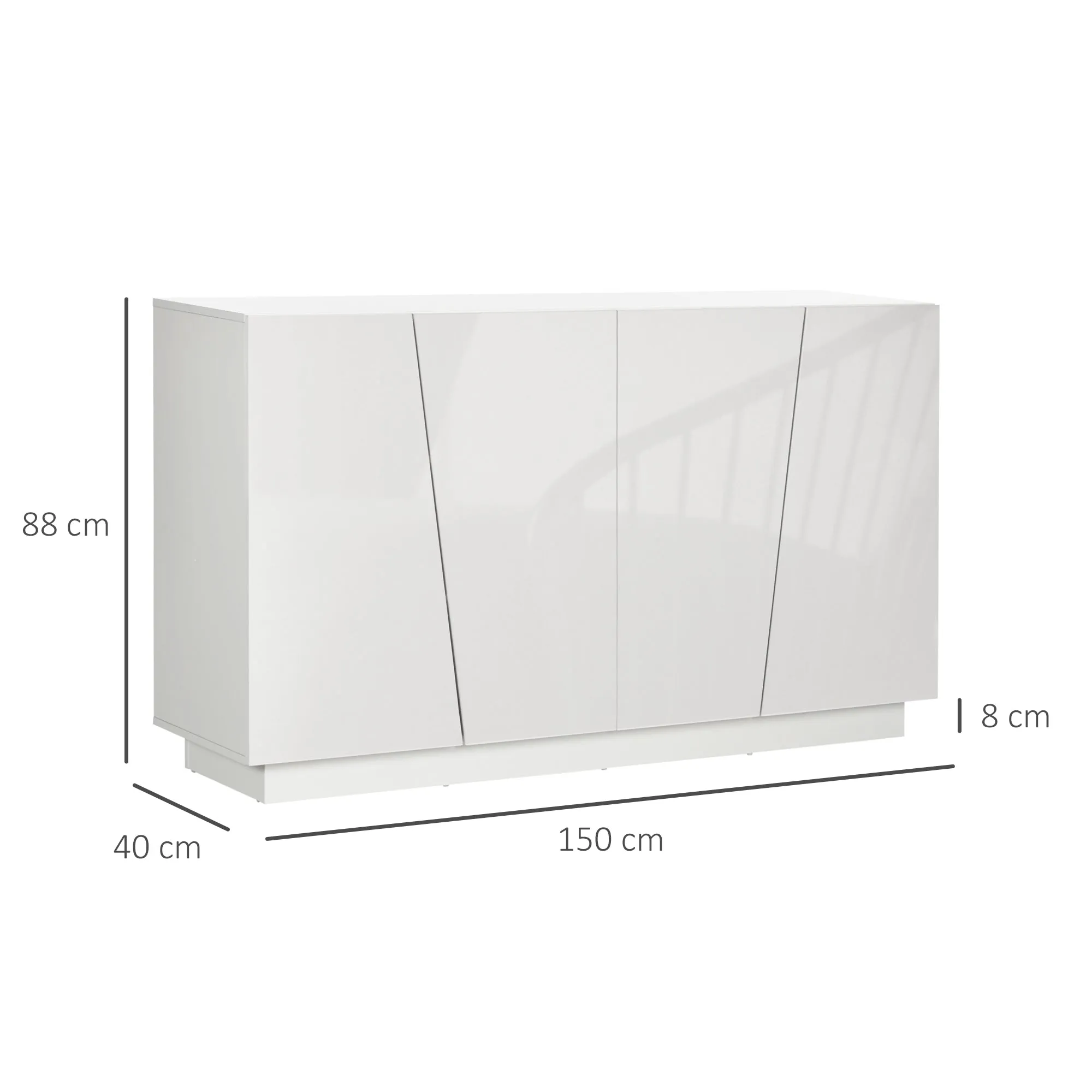 5-Tier White Chipboard Multipurpose Cabinet with 3-Tier Adjustable Shelf, 150x40x88 cm - Image 3
