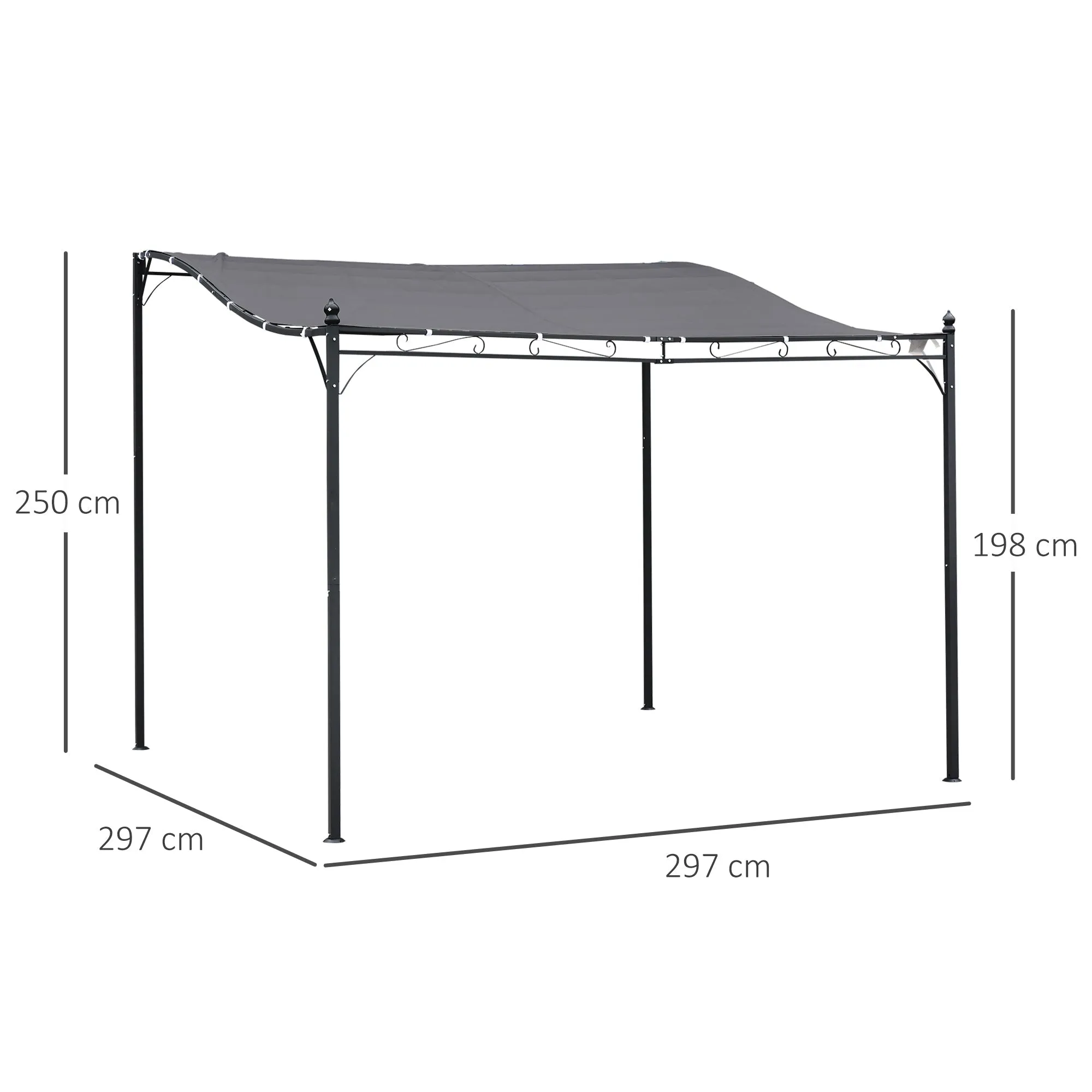 Gazebo Pergola 3x3m Garden with Waterproof Curtain Grey - Image 3