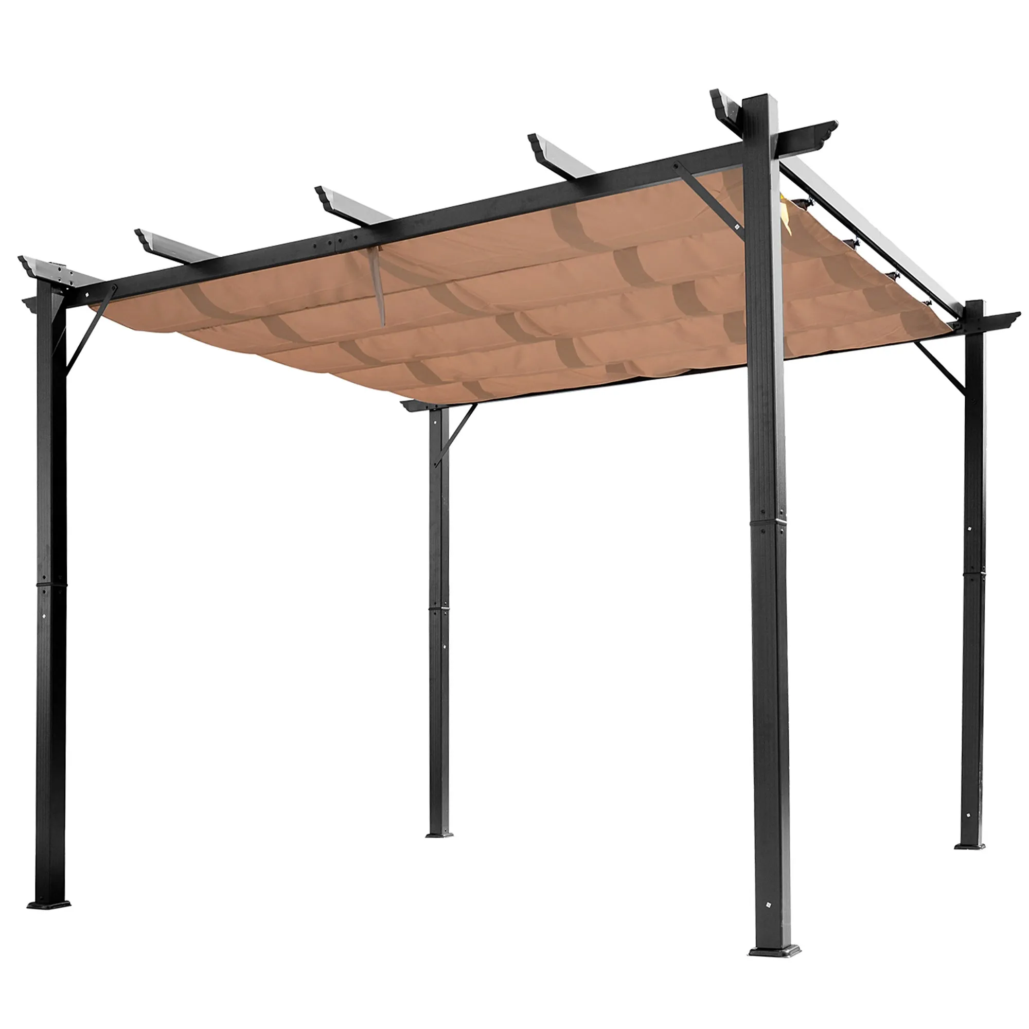 DAISY | Gazebo Garden Pergola 3x4m with Polyester Fabric and Aluminum Frame, Gray and Brown - Image 3