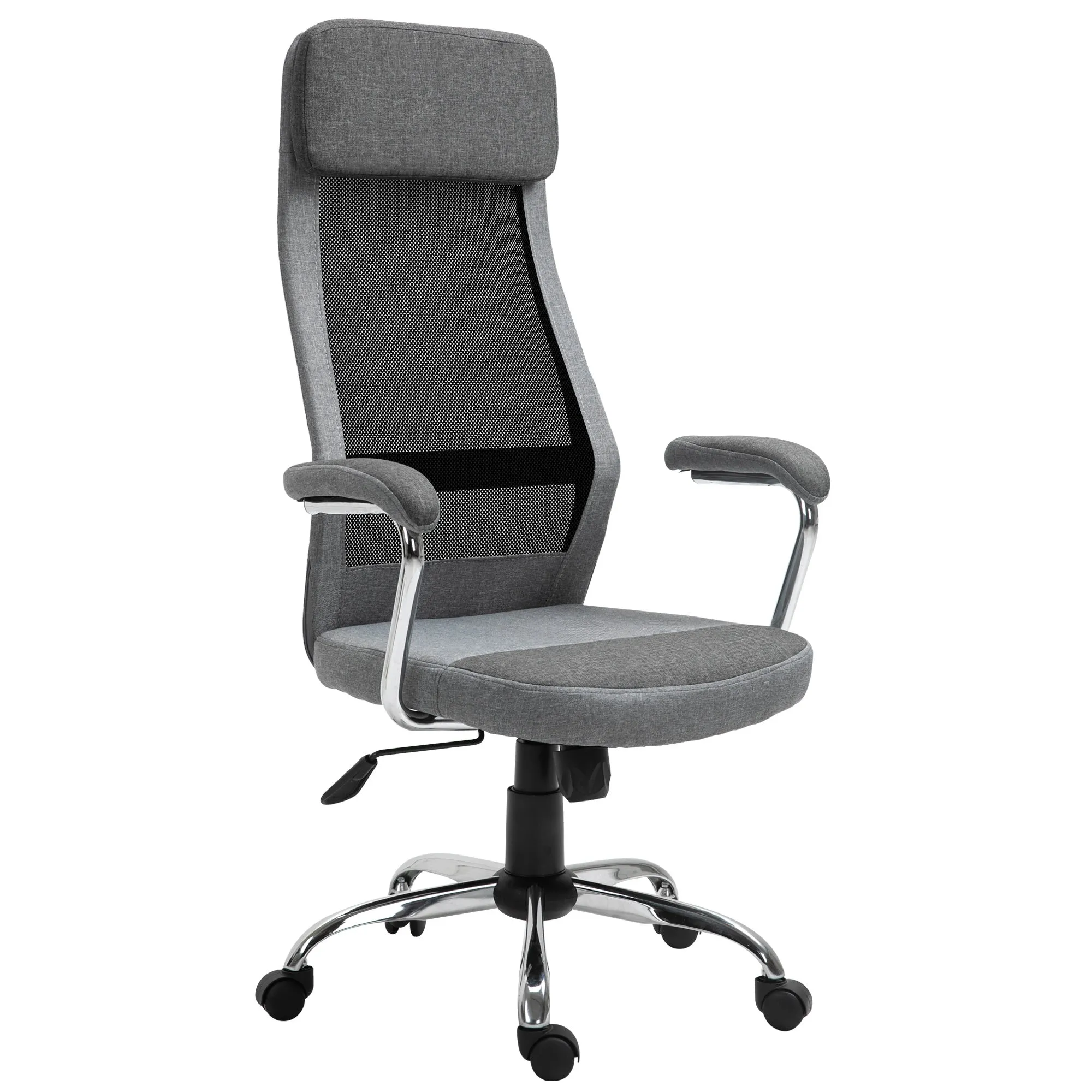 Ergonomic Swivel Office Chair, Adjustable Height and Rocking, Mesh Fabric Armchair 65x67x119-129cm Grey - Image 2