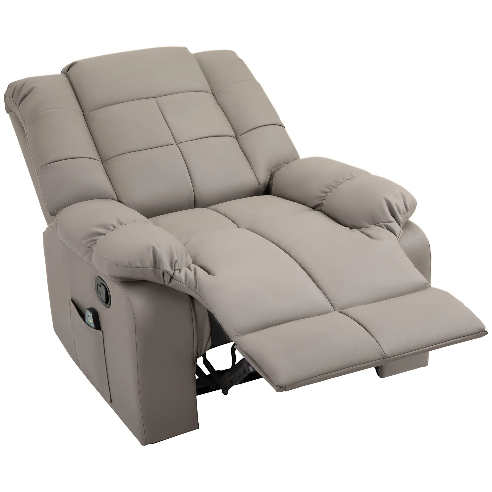 Relax Armchair with 8 Massage Points and 165° Reclining in Faux Leather, Grey