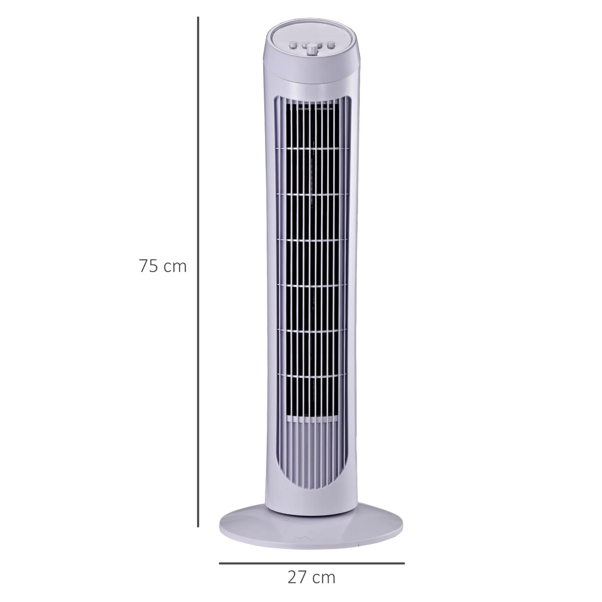 45W 3-Speed ??Oscillating Tower Fan, ABS Plastic Column Fan, 27x27x75cm, White - Image 3