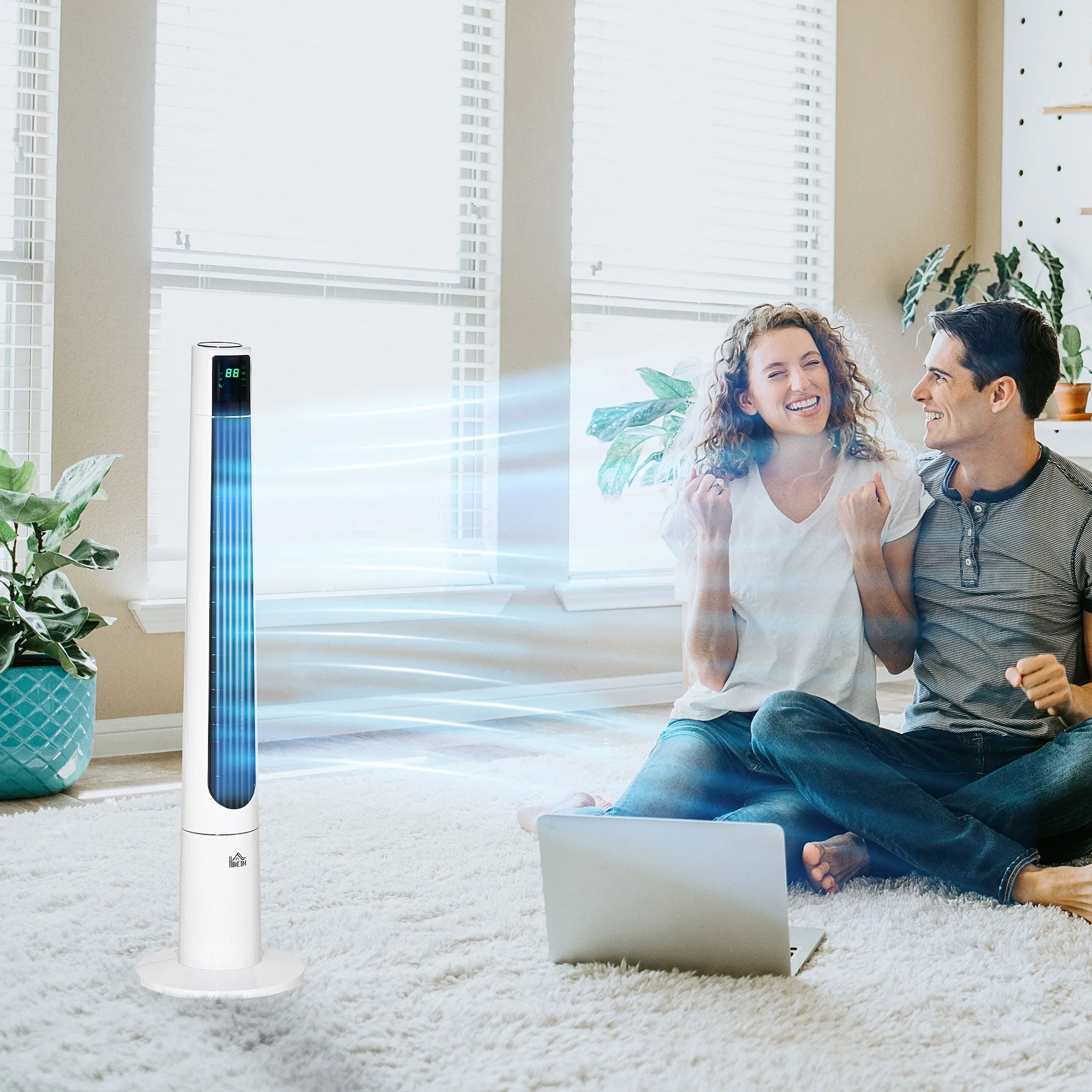 50W Tower Fan with 3 Modes and 3 Speeds with 12h Timer, in ABS, Ø32x118.2 cm, White - Image 2