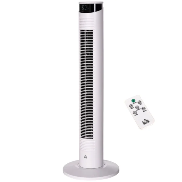 45W Tower Fan with 4 Modes and 3 Speeds with 12h Timer, in ABS and Aluminium, Ø31.5x93 cm, White