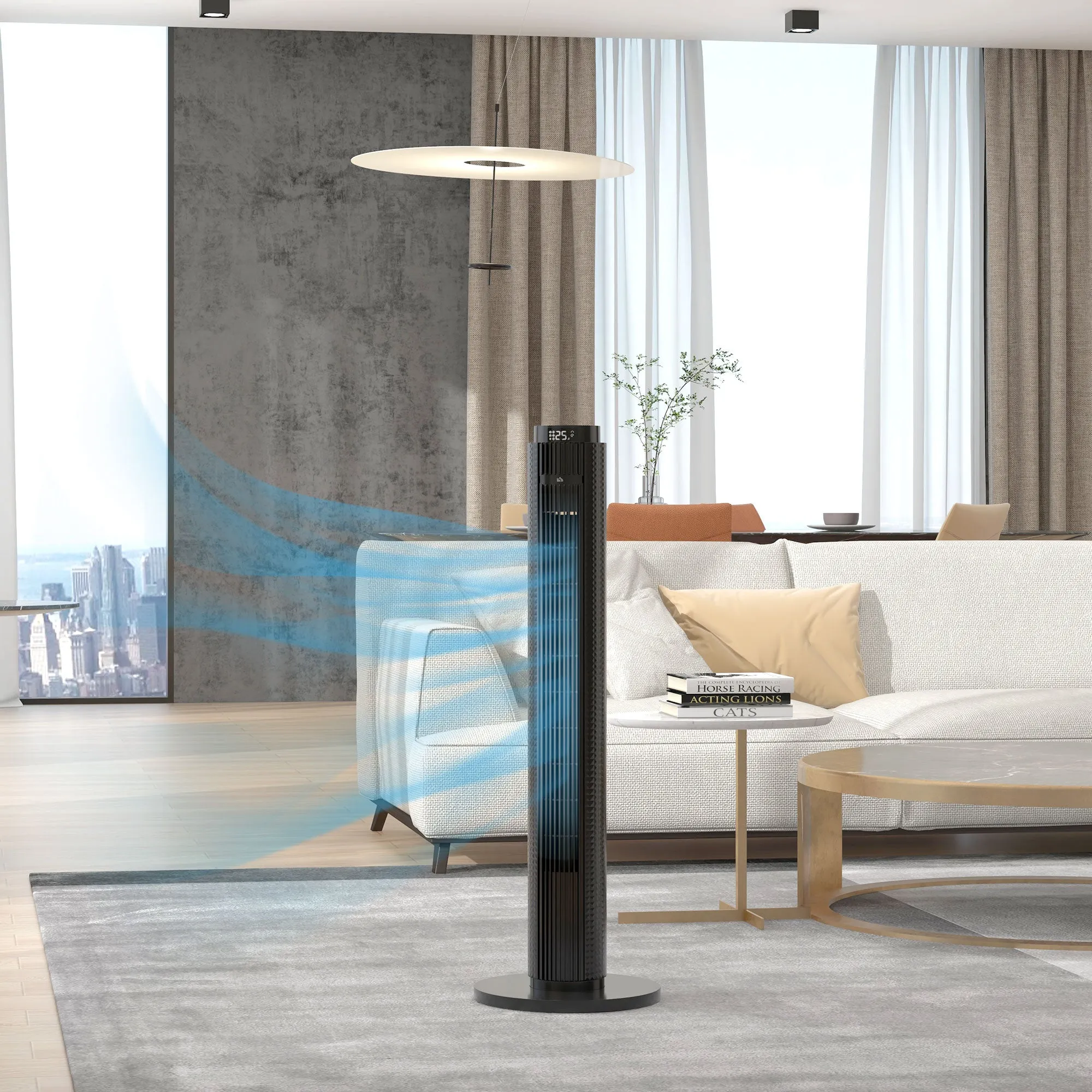45W Tower Fan with 4 Modes and 3 Speeds with 12h Timer, in ABS, Ø31.5x96 cm, Black - Image 2