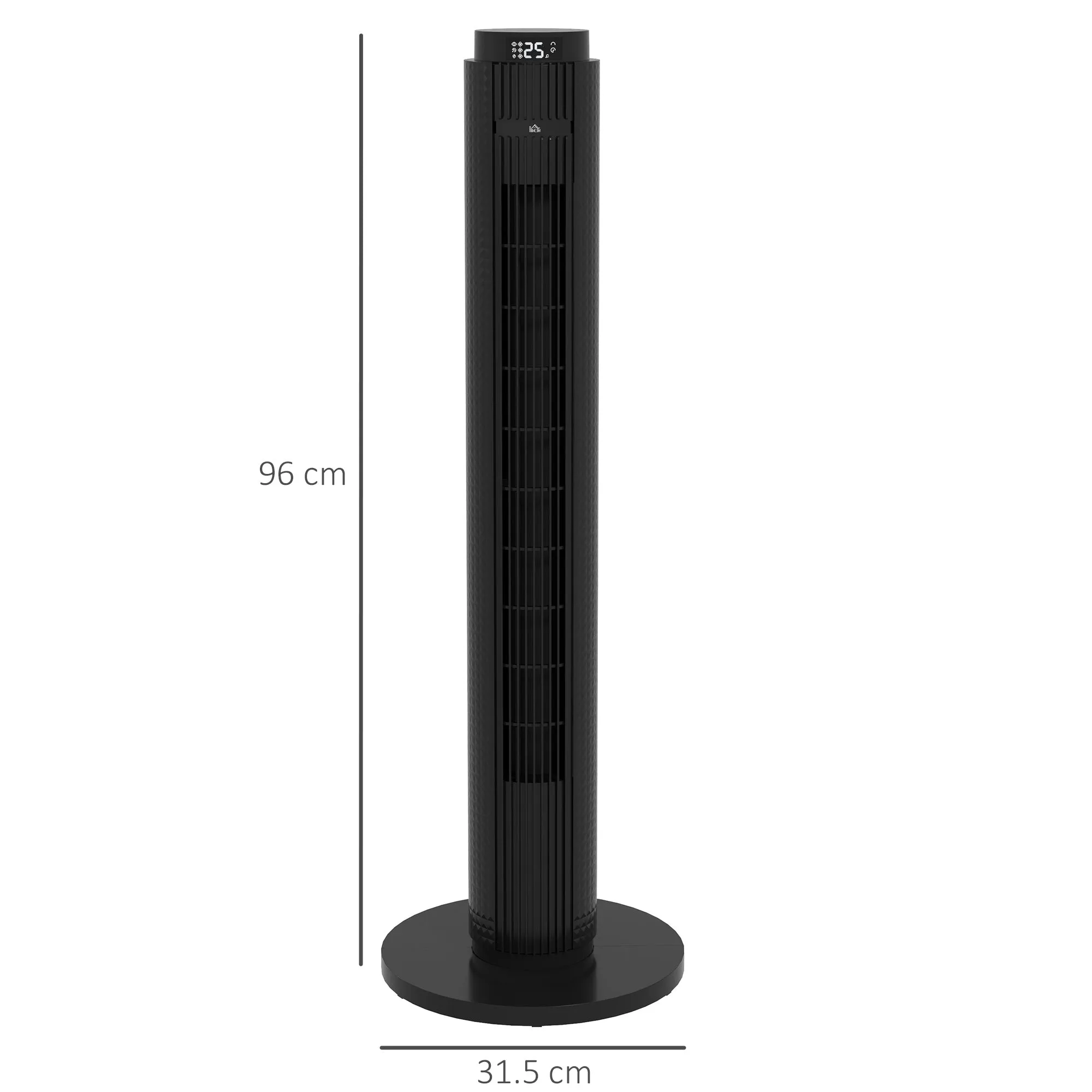 45W Tower Fan with 4 Modes and 3 Speeds with 12h Timer, in ABS, Ø31.5x96 cm, Black - Image 3