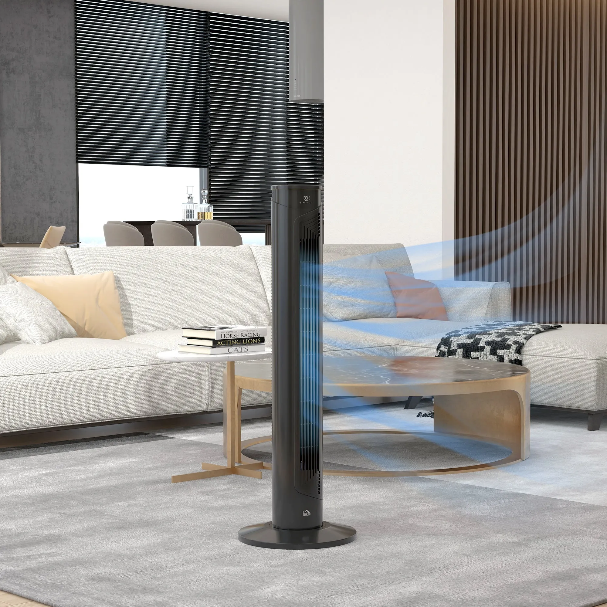 45W Tower Fan with 4 Modes and 3 Speeds with 12h Timer, in ABS, Ø31.5x93 cm, Black - Image 2
